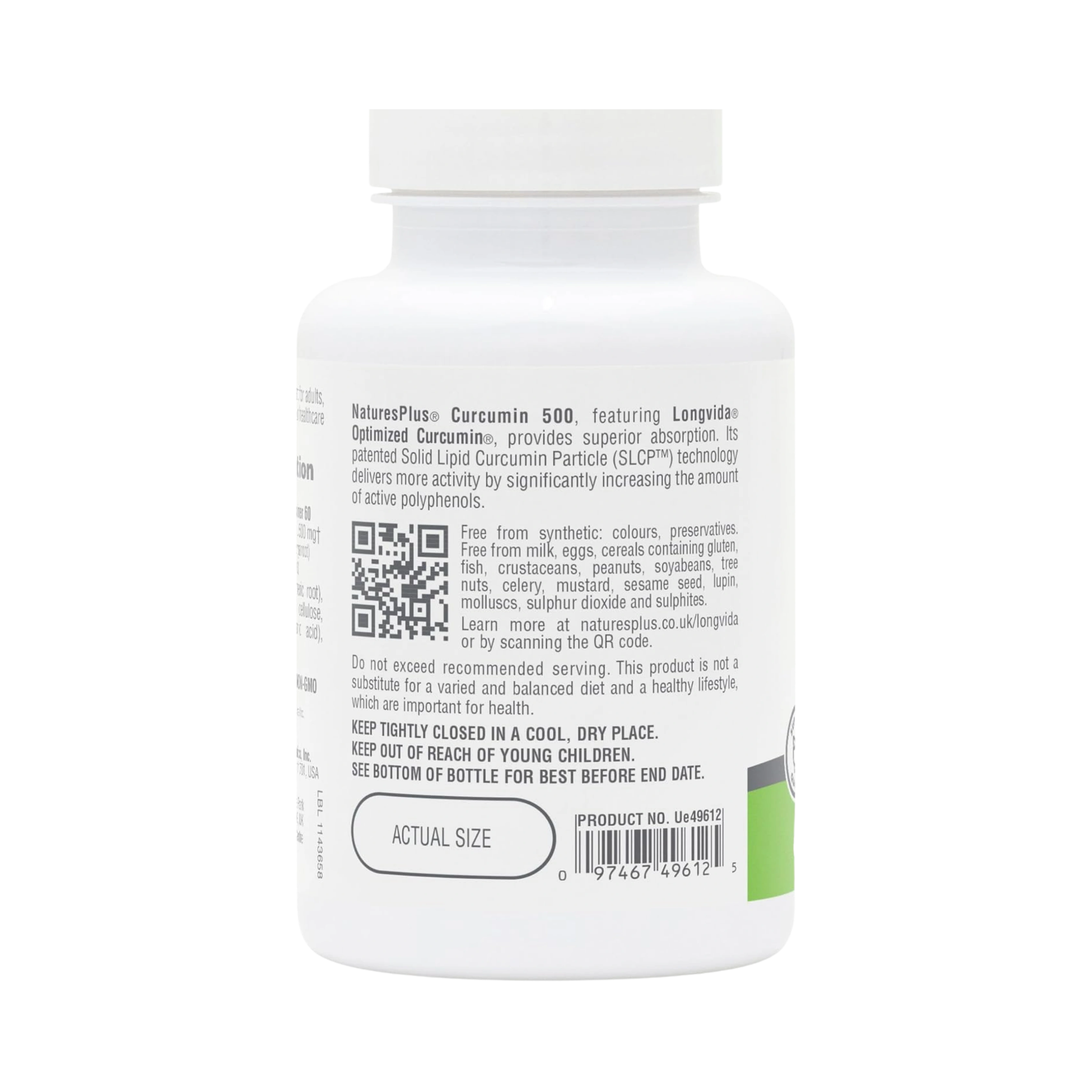NaturesPlus, Pro Longvida, Curcumin, 500 Mg, 60 Capsules