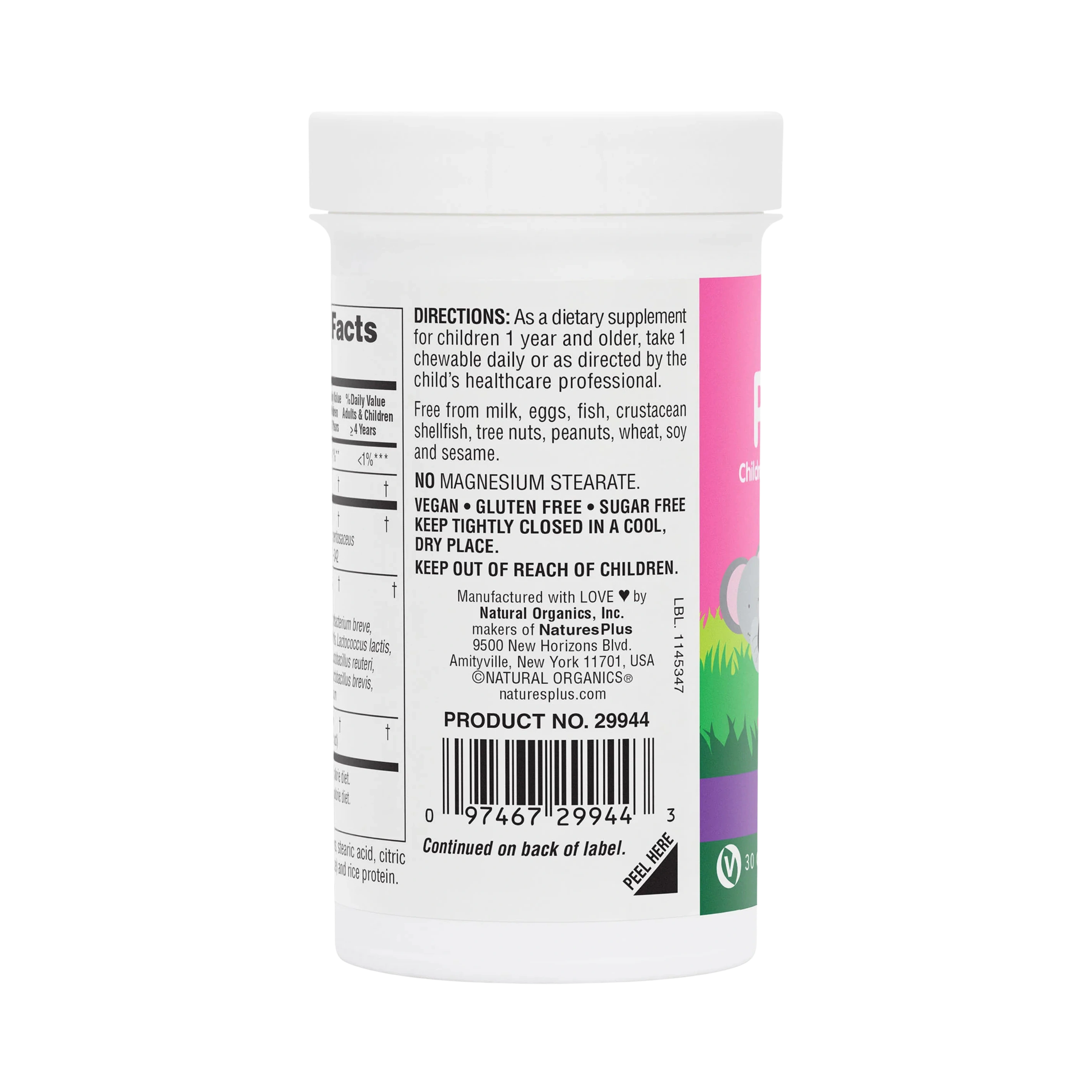 NaturesPlus, Probiotic, Children's Chewable Digestive Supplement, Mixed Berry, 7 Billion CFU, 30 Chewables