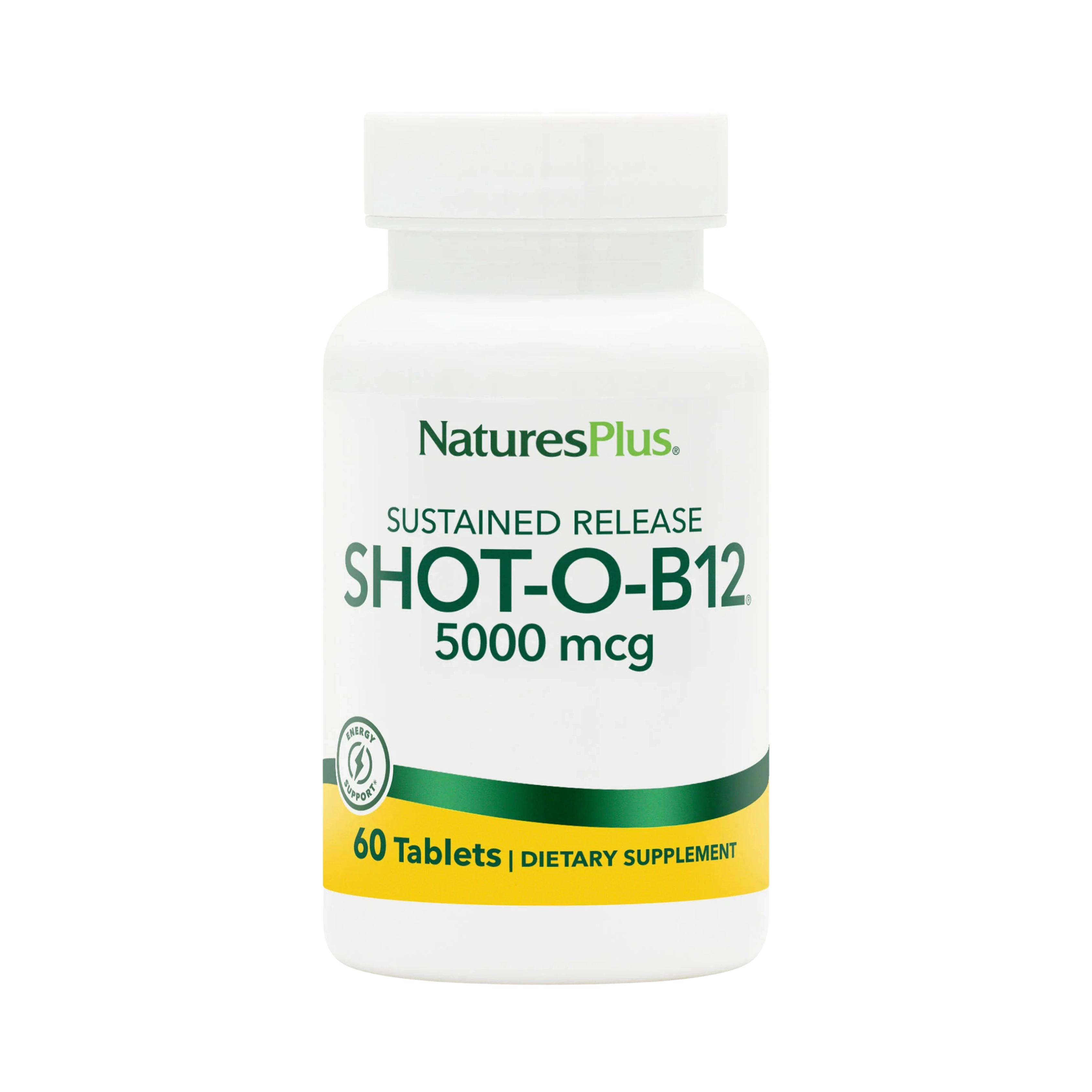NaturesPlus, Shot-O-B12, 5,000 Mcg, 60 Tablets