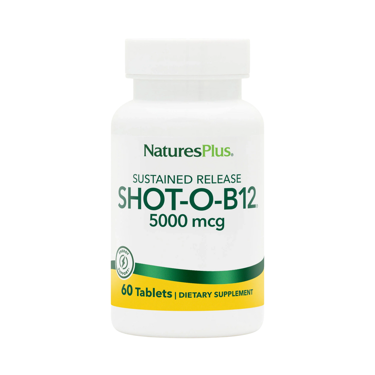 NaturesPlus, Shot-O-B12, 5,000 Mcg, 60 Tablets