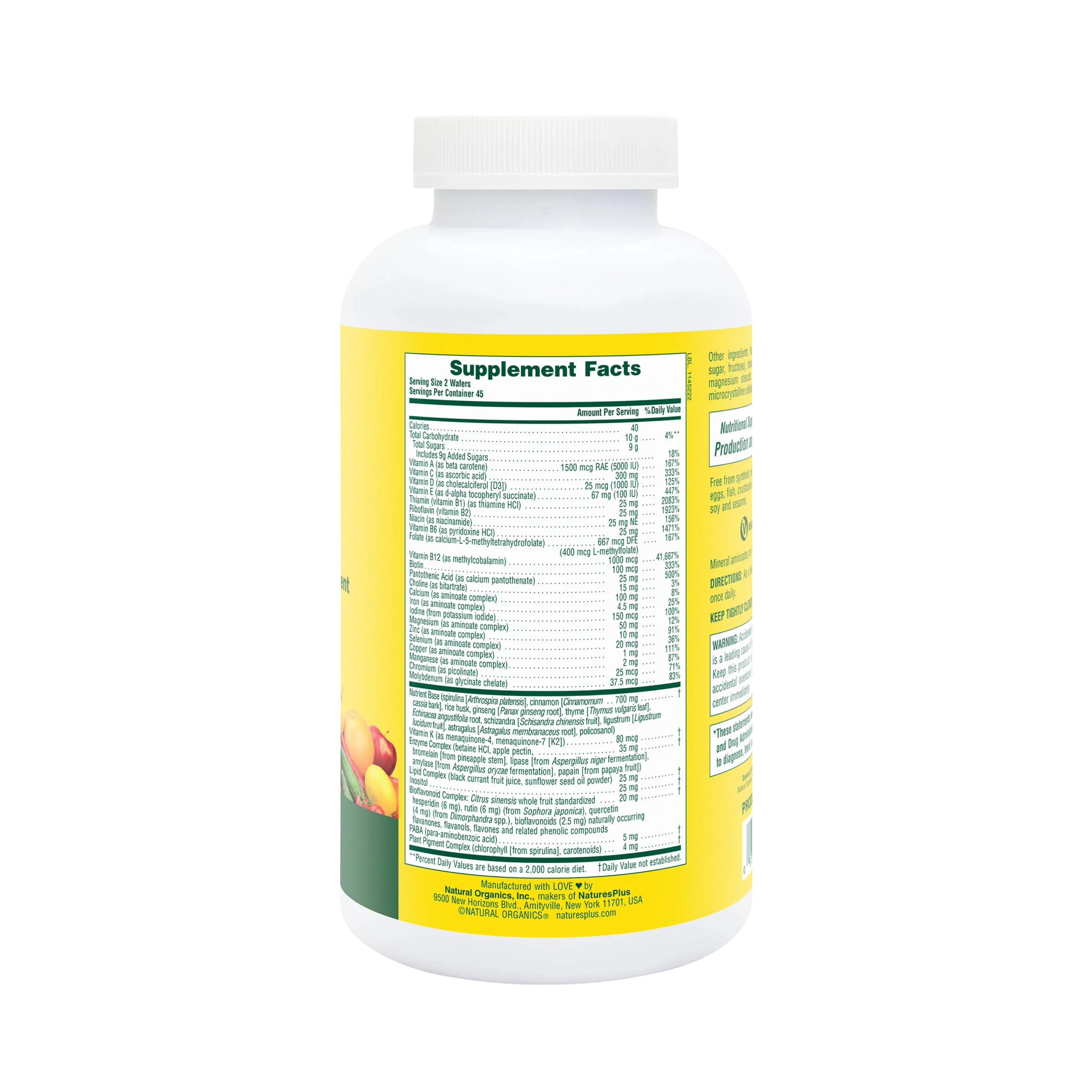 NaturesPlus, Source of Life, Adult's Chewable Multi-Vitamin & Mineral Supplement, Delicious Apple Cinnamon, 90 Wafers