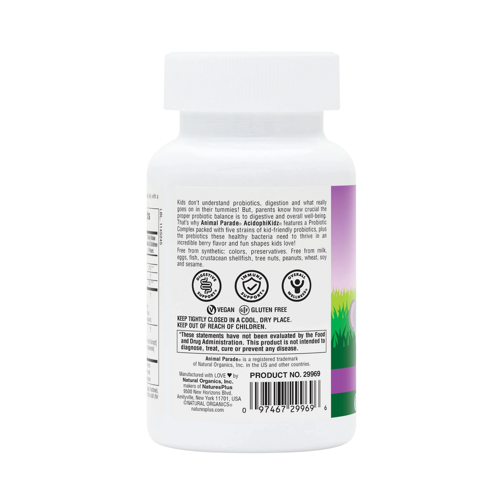 NaturesPlus, Source of Life, Animal Parade, AcidophiKidz, Children's Chewable, Berry, 90 Animal-Shaped Tablets