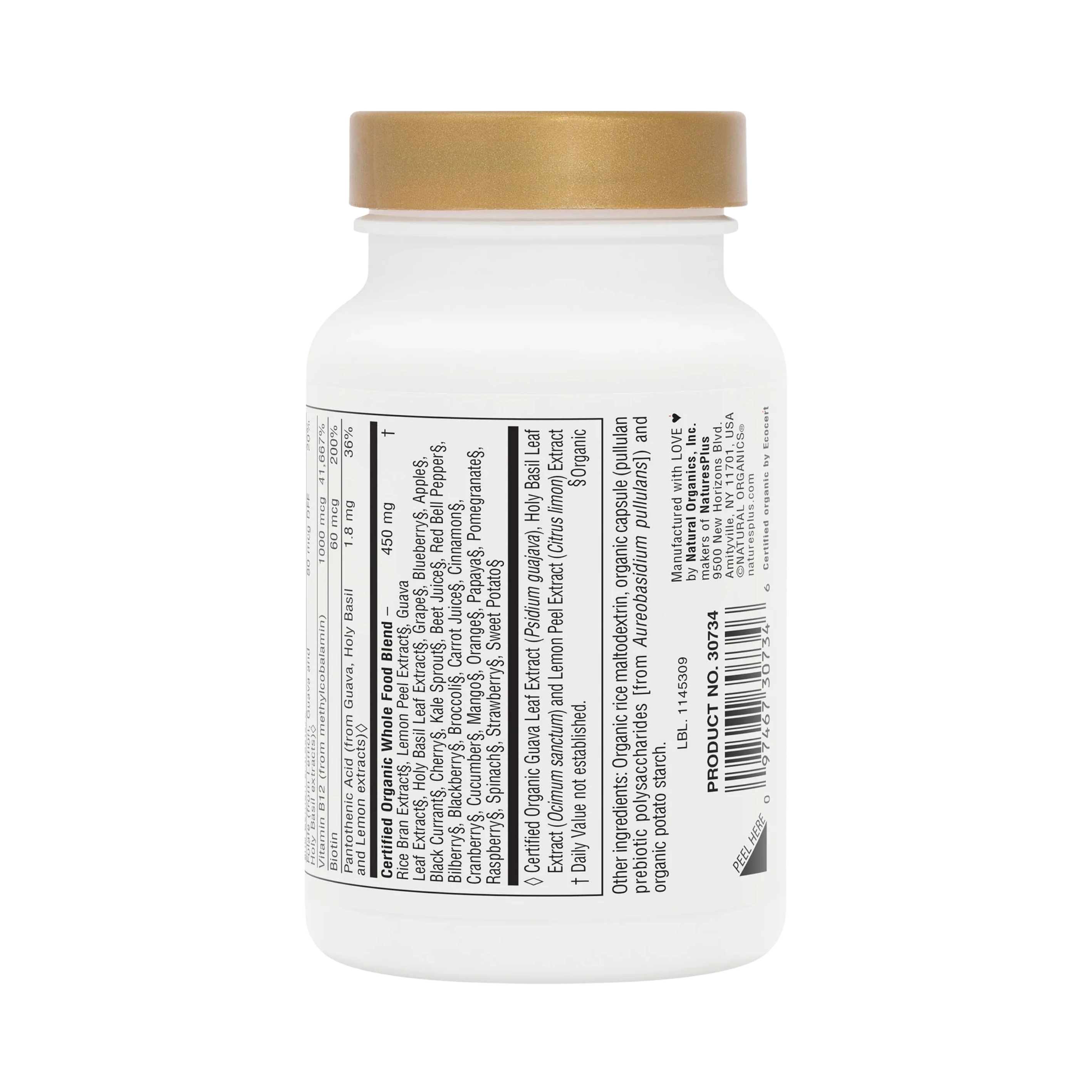NaturesPlus, Source of Life Garden, Certified Organic Vitamin B12, 60 Vegan Capsules