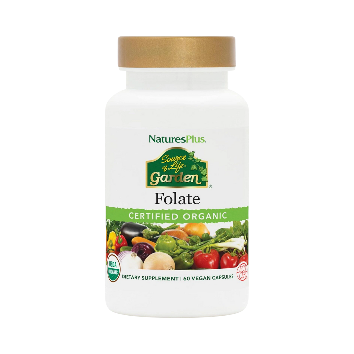 NaturesPlus, Source of Life, Garden, Folate, 60 Vegan Capsules