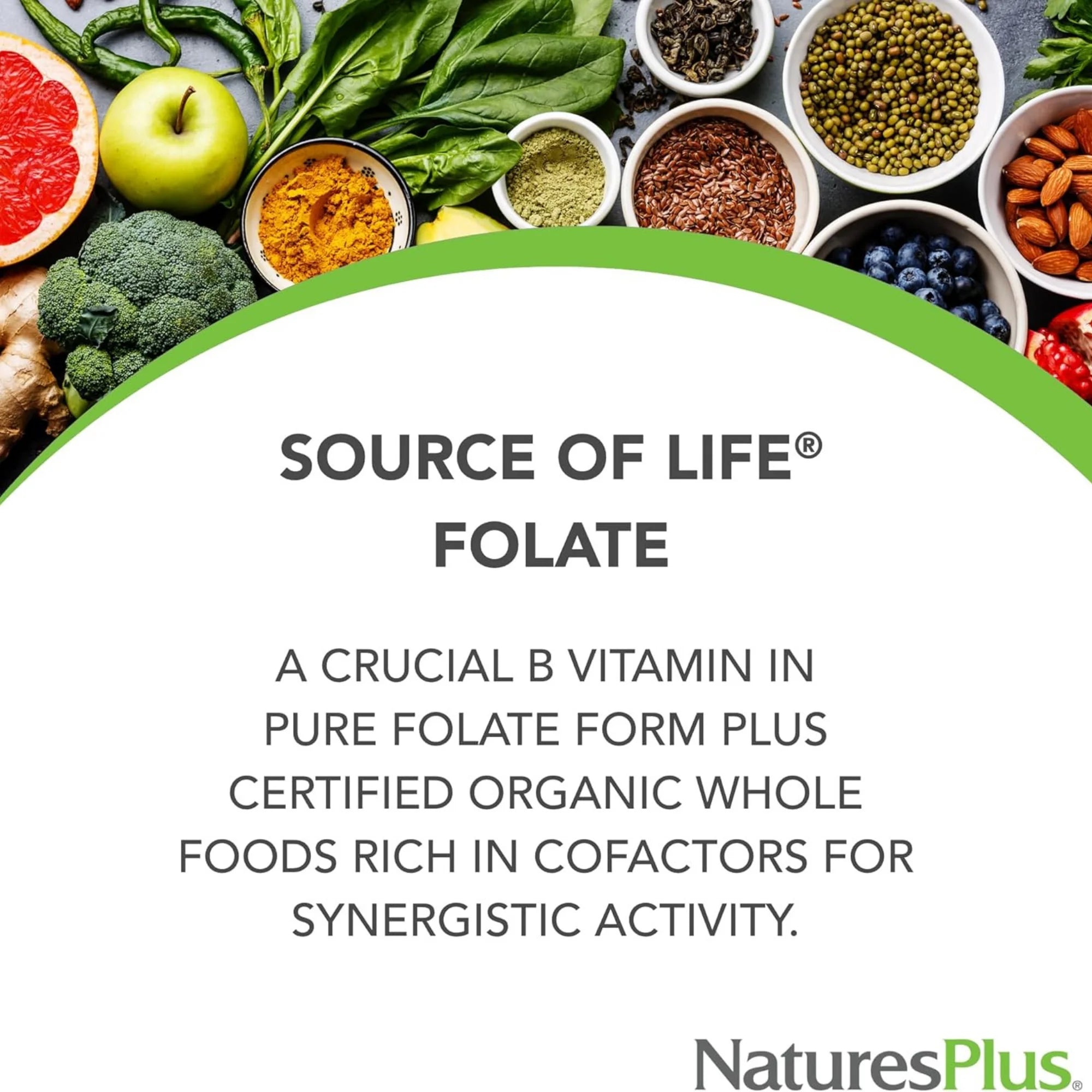 NaturesPlus, Source of Life, Garden, Folate, 60 Vegan Capsules