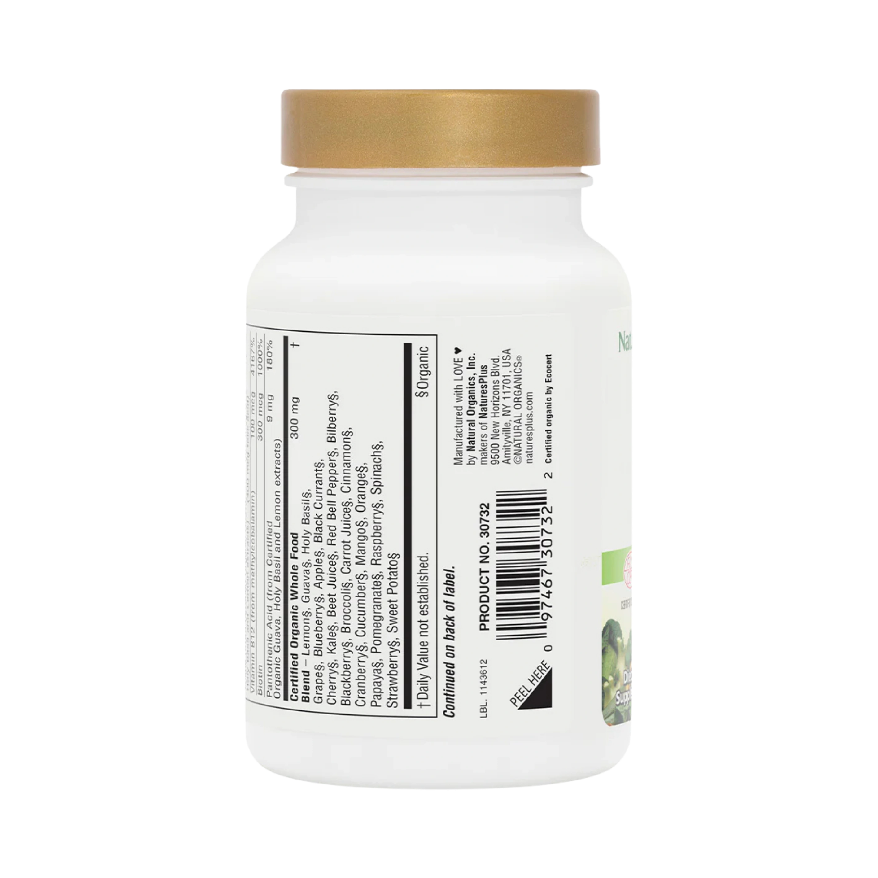 NaturesPlus, Source of Life Garden, Organic B-Complex, 60 Vegan Capsules