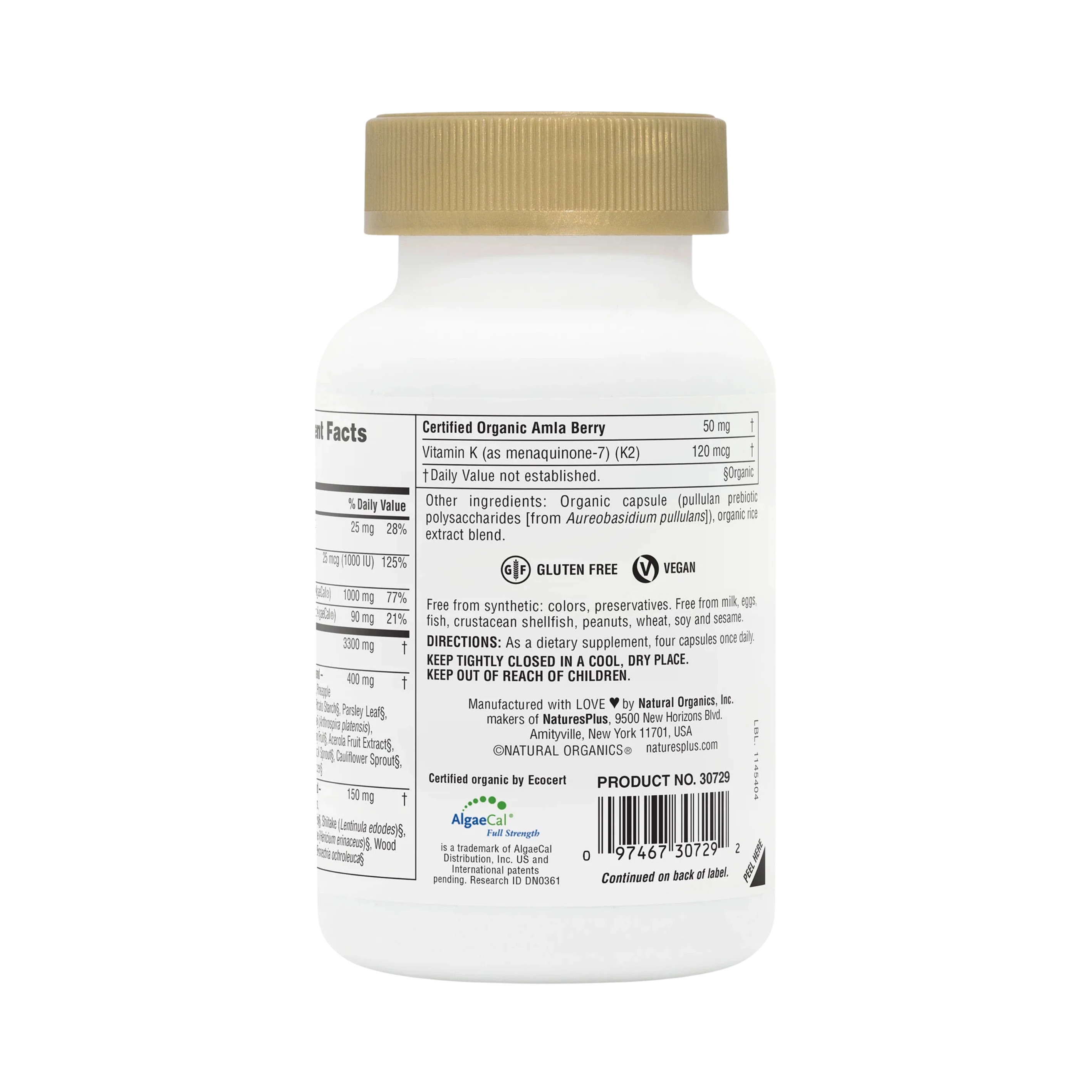 NaturesPlus, Source of Life Garden, Organic Bone Support, 120 Vegan Capsules
