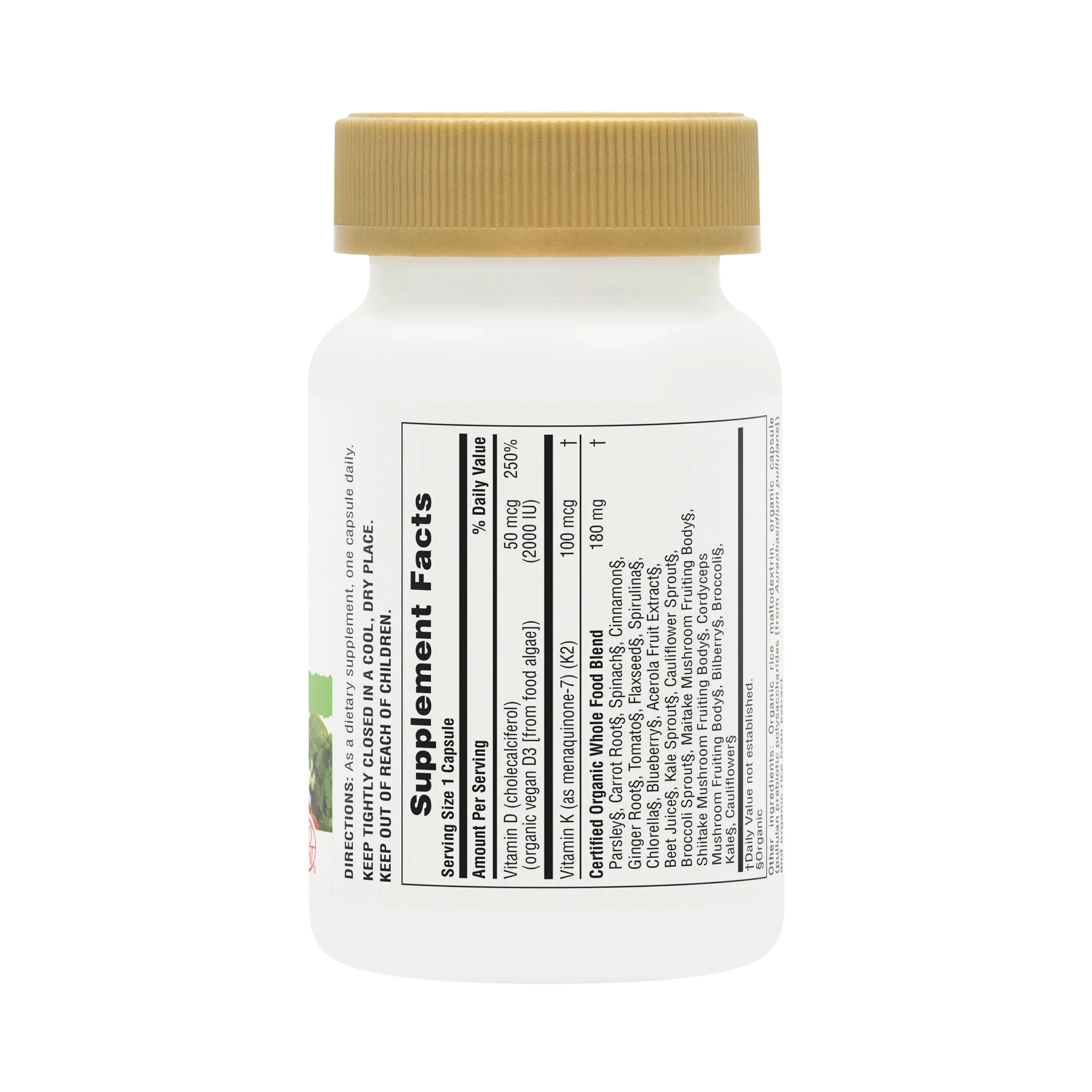 NaturesPlus, Source of Life Garden, Vit D3 & K2, 60 Vegan Capsules