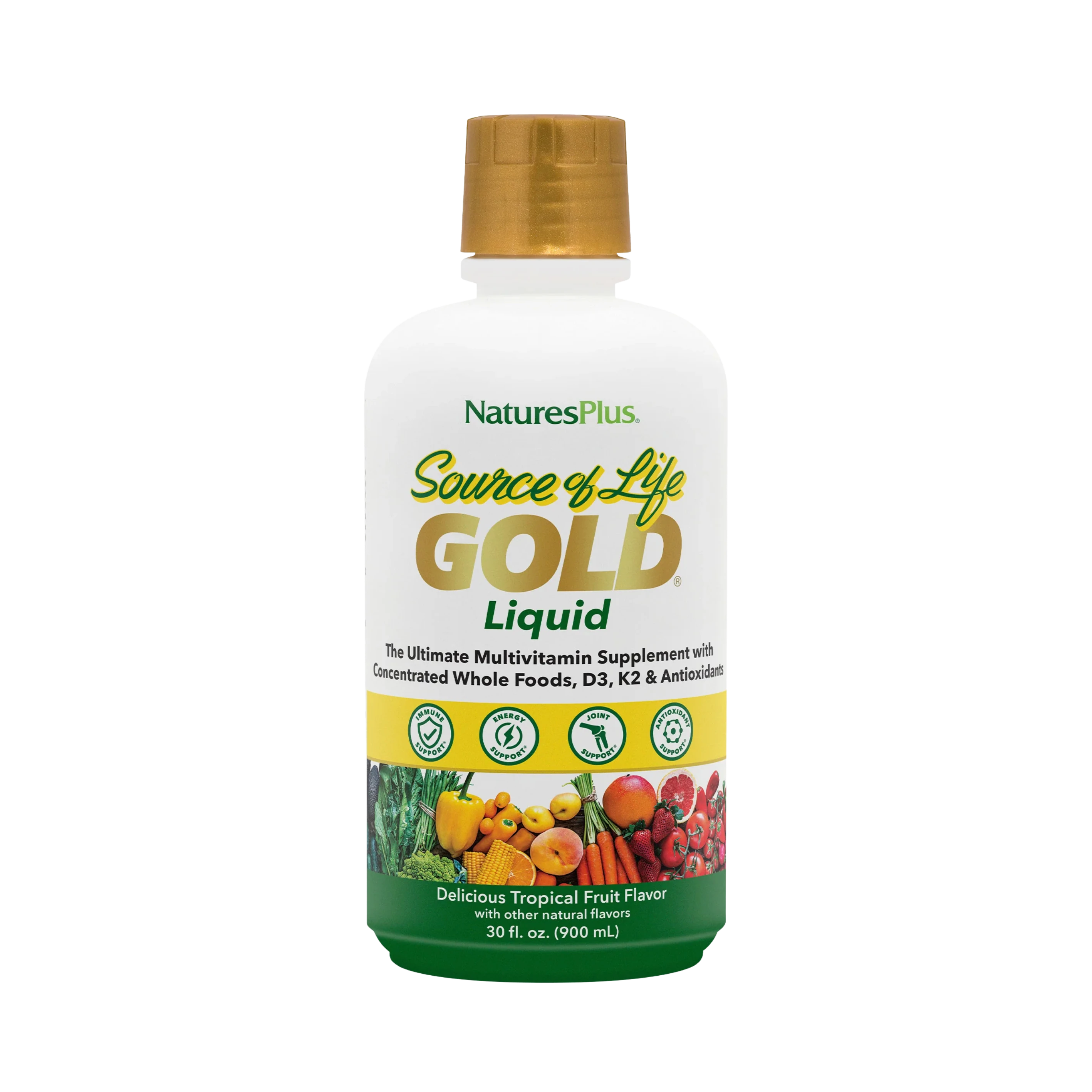 NaturesPlus, Source of Life Gold Liquid, Tropical Fruit, 30 Fl Oz