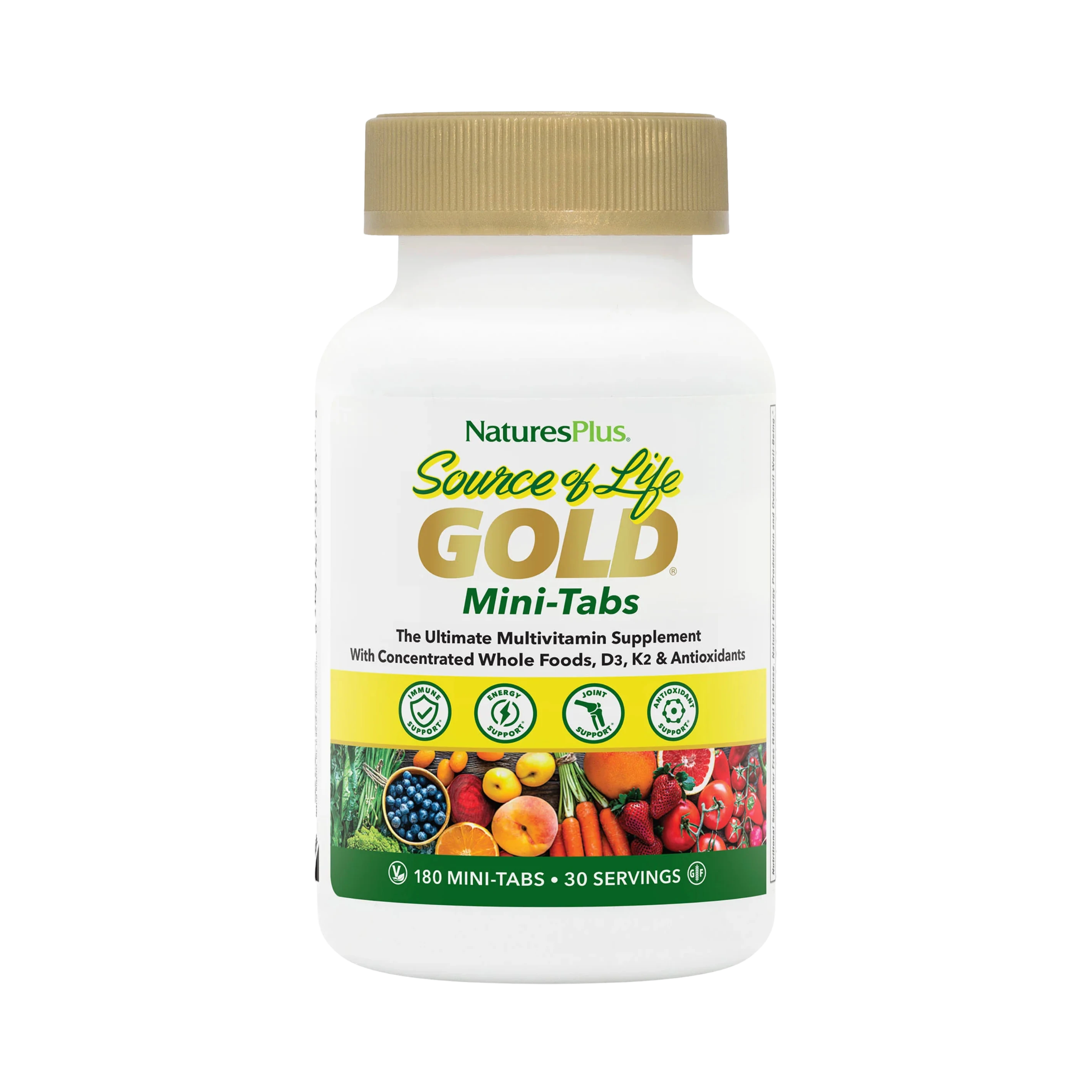 NaturesPlus, Source of Life, Gold, The Ultimate Multivitamin Supplement, 180 Mini-Tabs