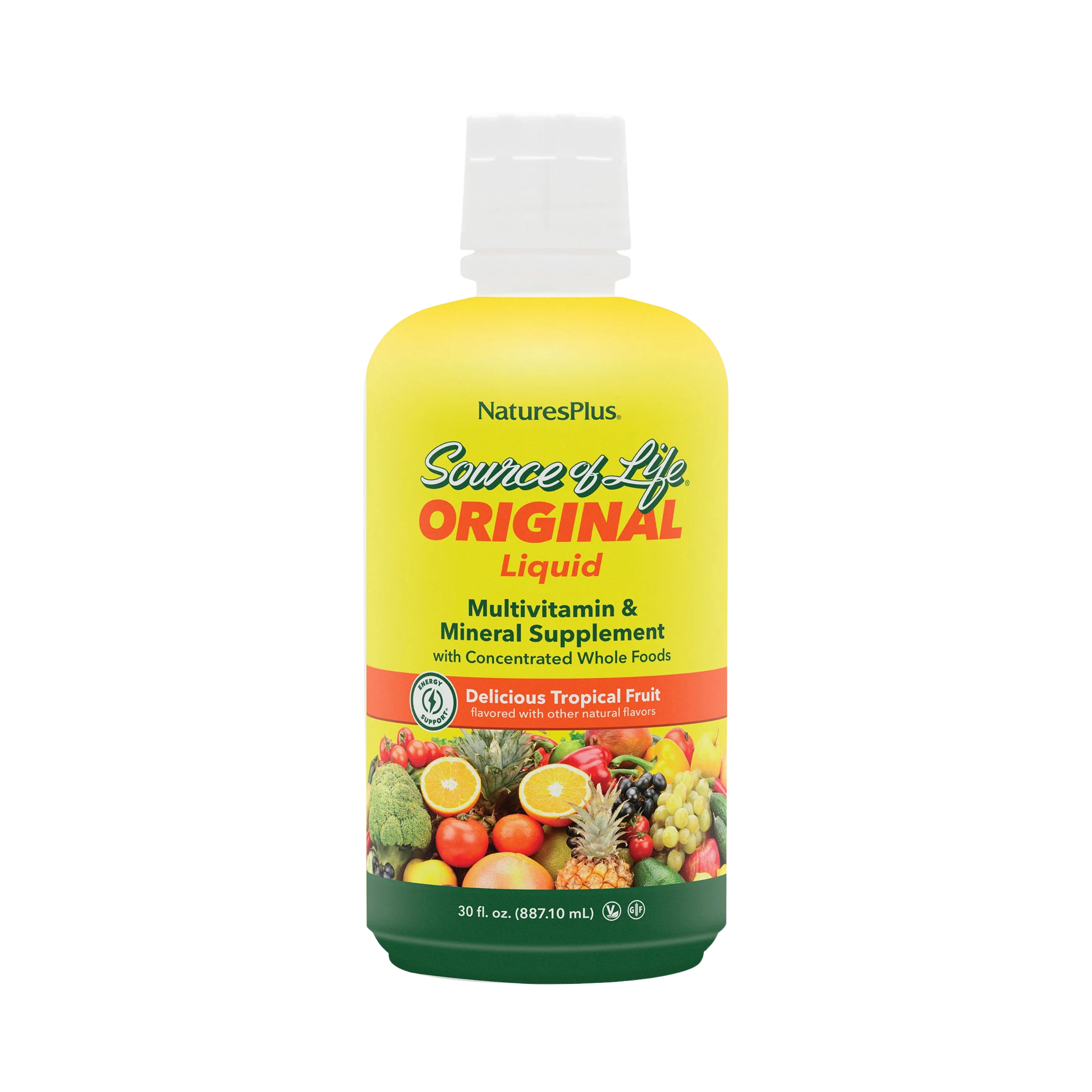 NaturesPlus, Source of Life, Liquid Multivitamin & Mineral Supplement, Tropical Fruit, 30 Fl Oz