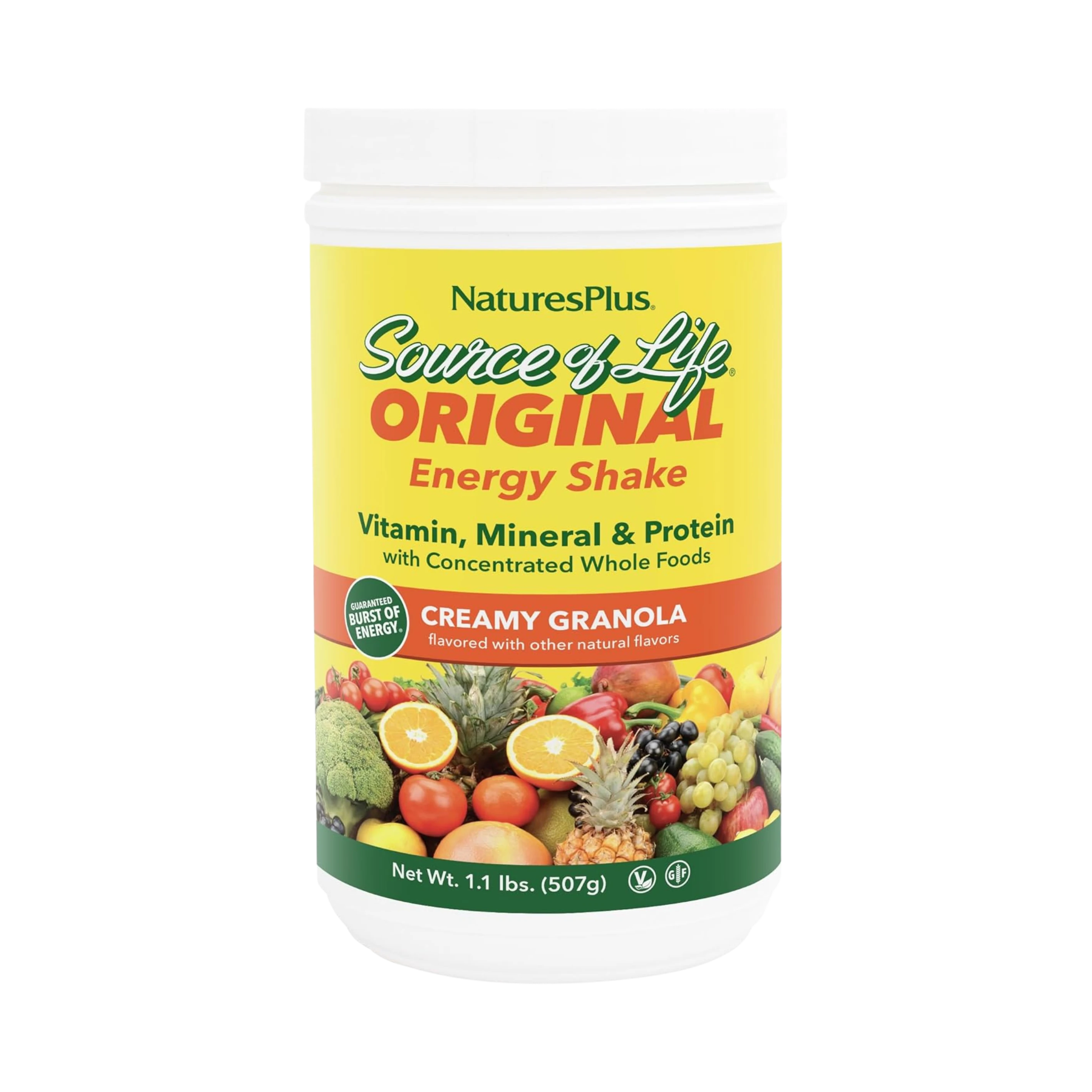 NaturesPlus, Source of Life, Original Energy Shake, Creamy Granola, 1.1 Lbs