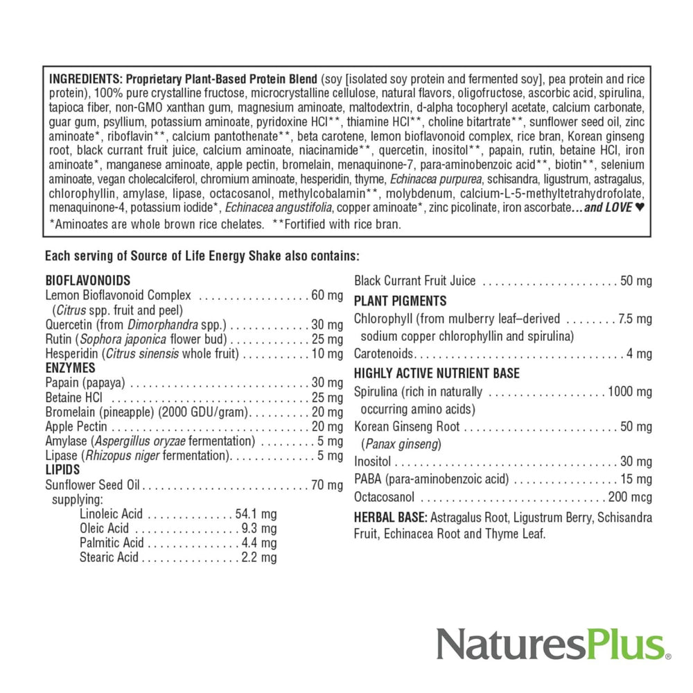 NaturesPlus, Source of Life, Original Energy Shake, Creamy Granola, 1.1 Lbs