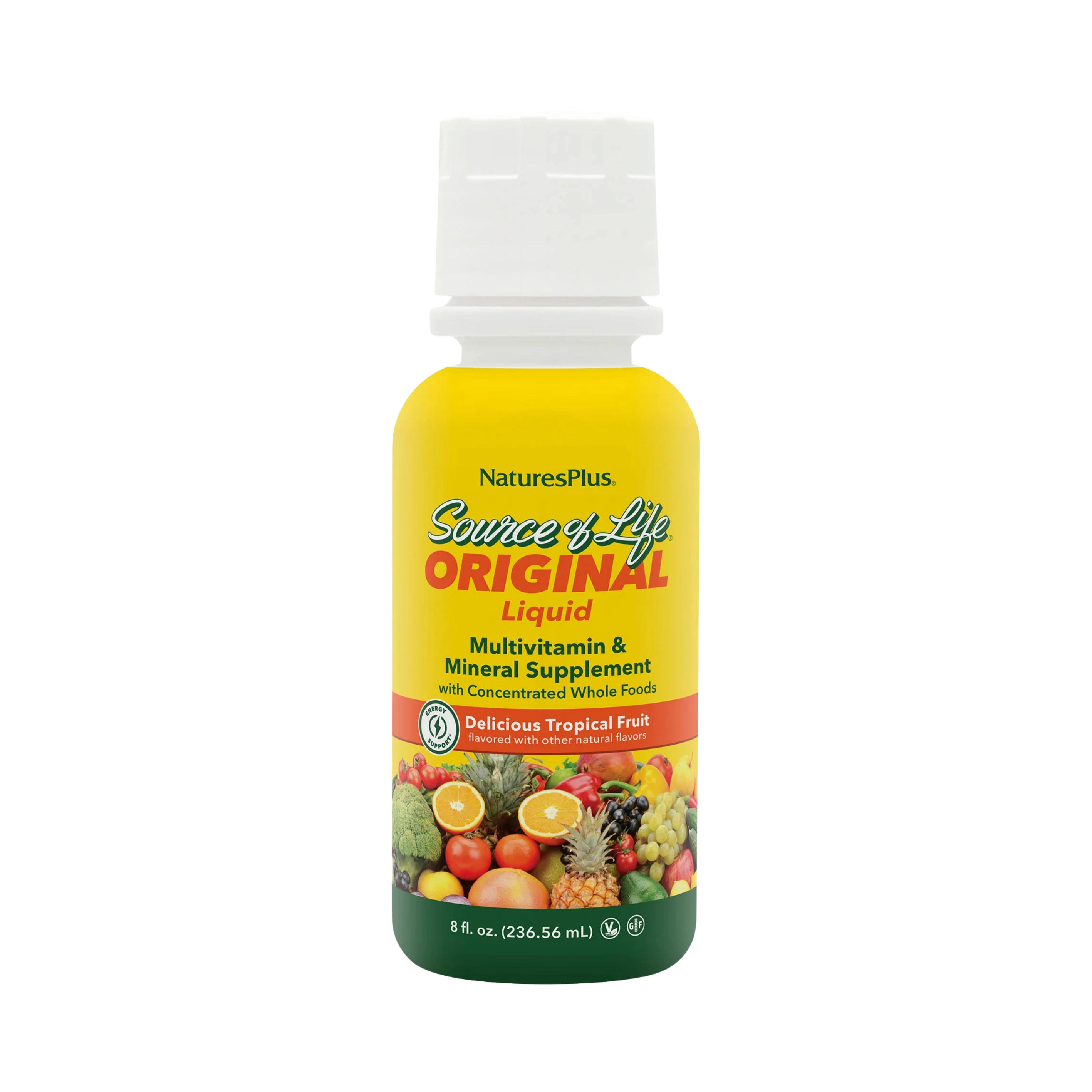 NaturesPlus, Source of Life, Original Liquid Multivitamin & Mineral Supplement, Delicious Tropical Fruit, 8 Fl Oz