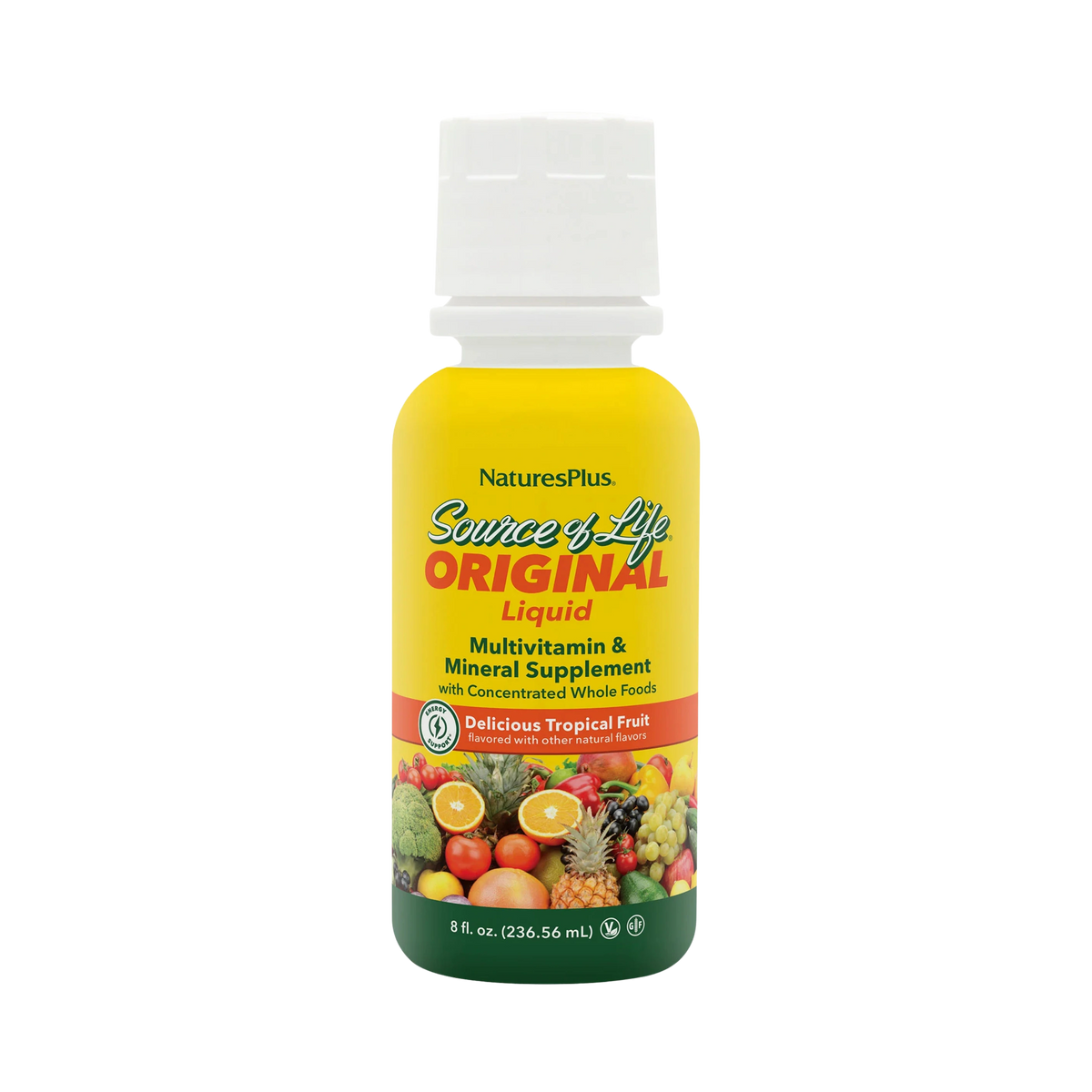 NaturesPlus, Source of Life, Original Liquid Multivitamin & Mineral Supplement, Delicious Tropical Fruit, 8 Fl Oz