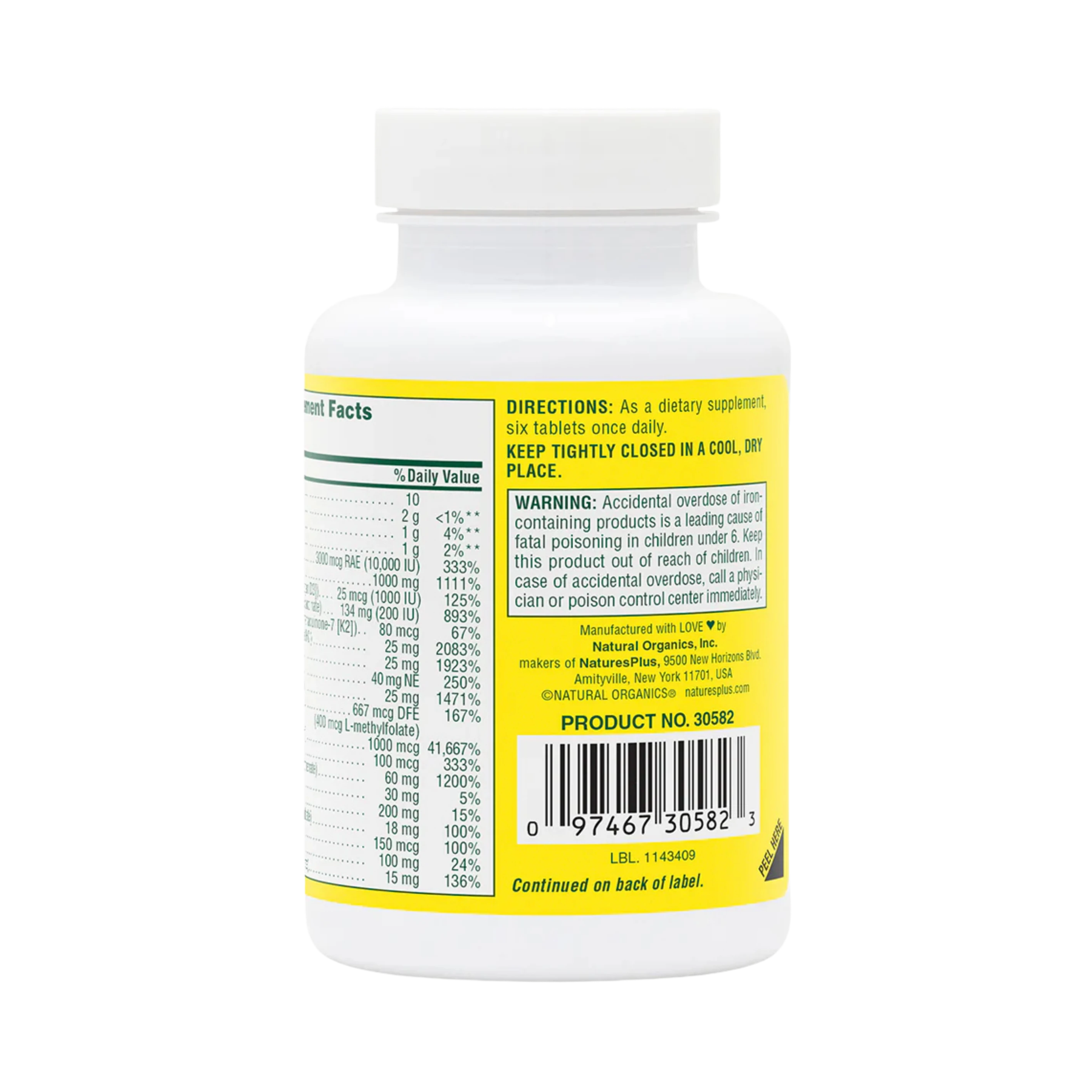 NaturesPlus, Source of Life, Original Mini-Tabs, Multi-Vitamin & Mineral Supplement with Concentrated Whole Food , 90 Tablets