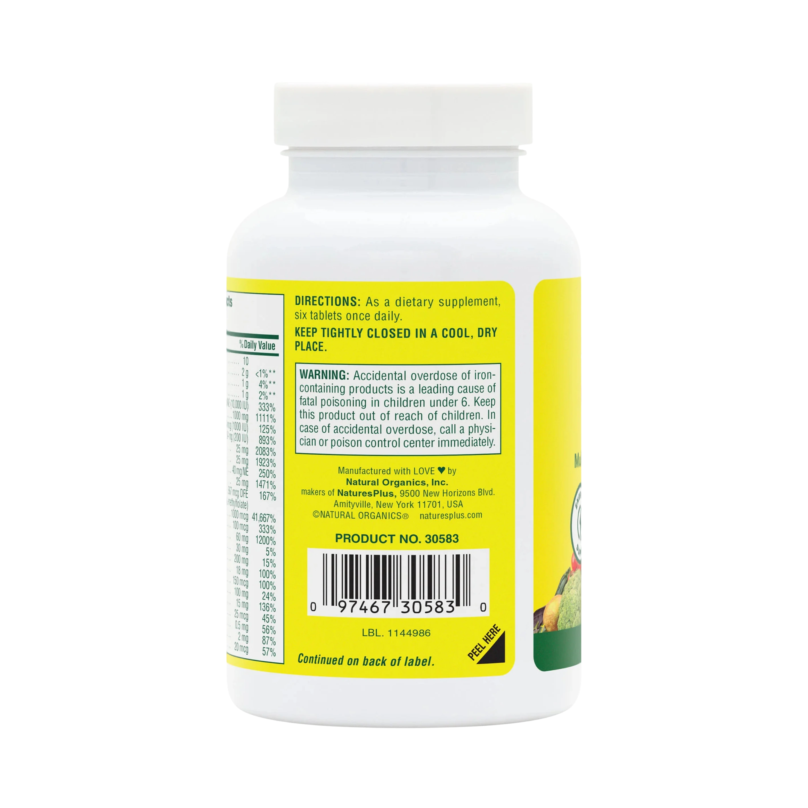 NaturesPlus, Source of Life, Original Mini-Tabs, Multivitamin & Mineral Supplement with Concentrated Whole Foods, 180 Tablets