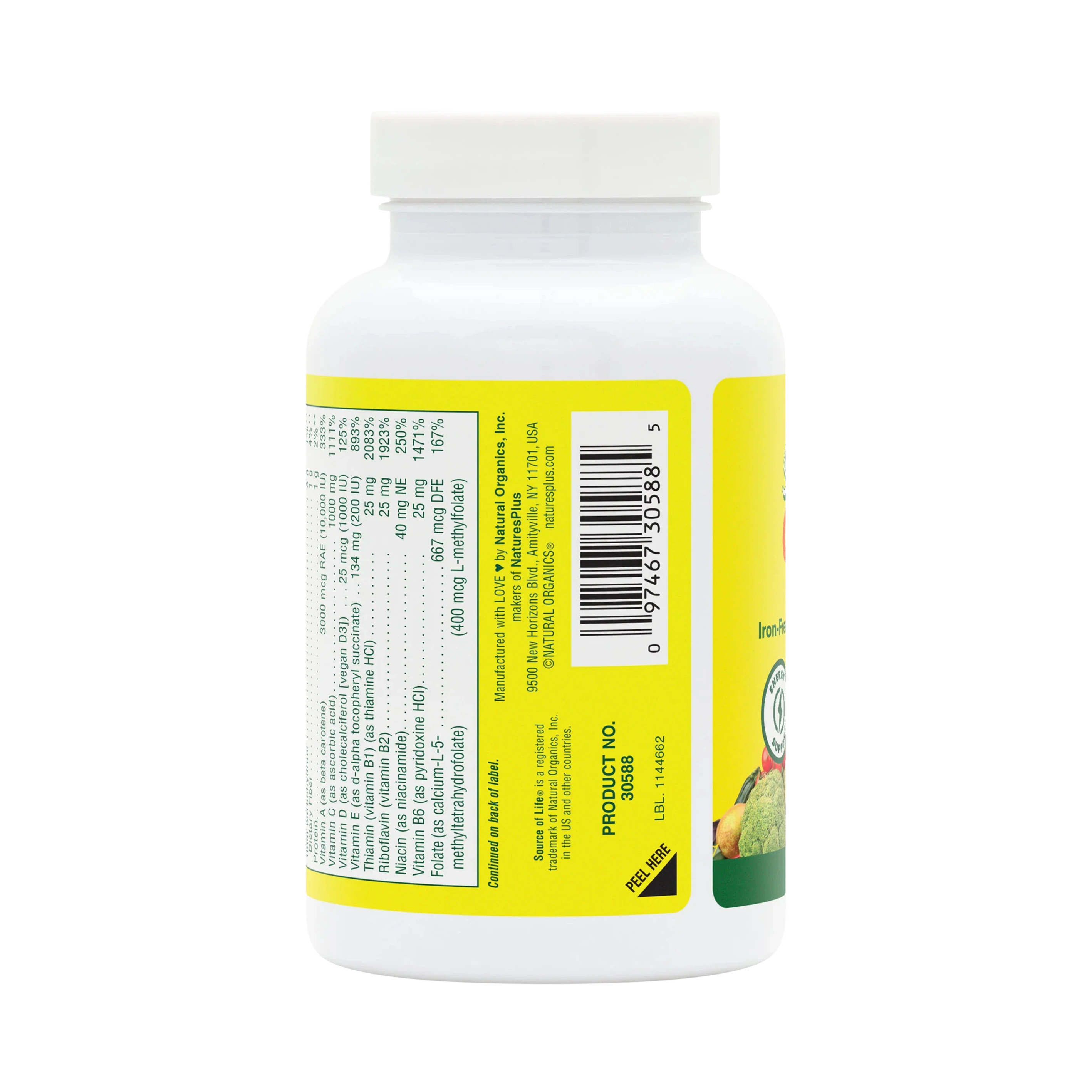 NaturesPlus, Source of Life, Original Mini-Tabs, Multivitamin & Mineral Supplement with Concentrated Whole Foods, Iron-Free, 180 Tablets