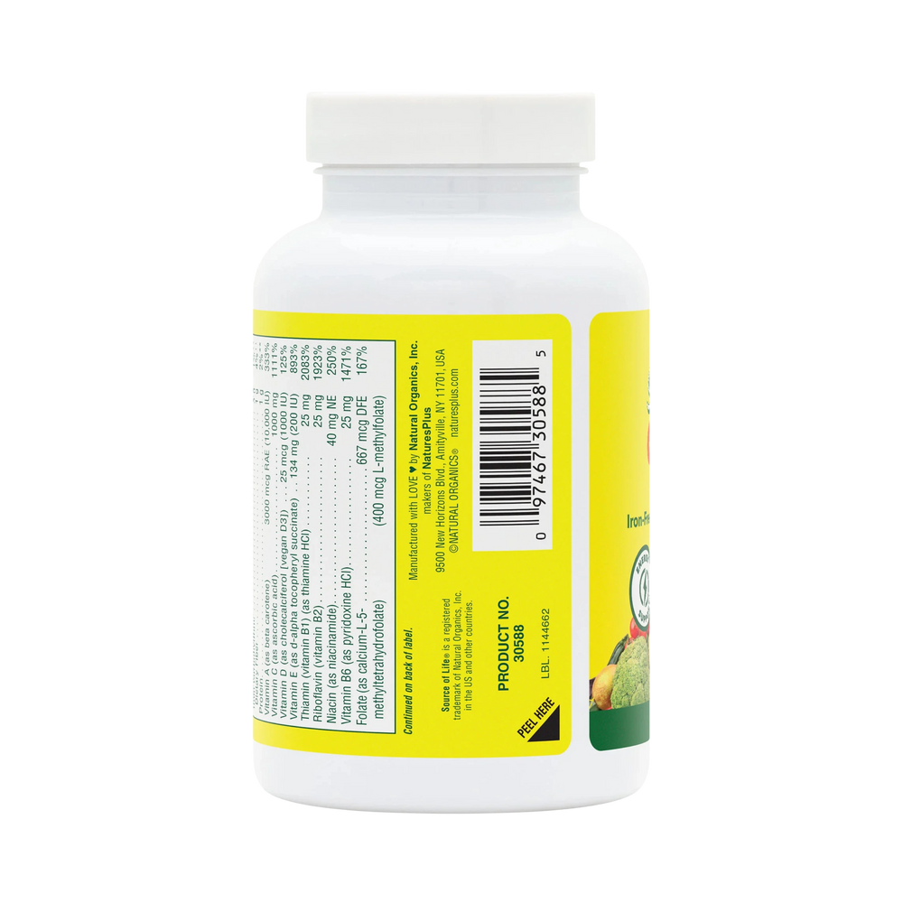 NaturesPlus, Source of Life, Original Mini-Tabs, Multivitamin & Mineral Supplement with Concentrated Whole Foods, Iron-Free, 180 Tablets