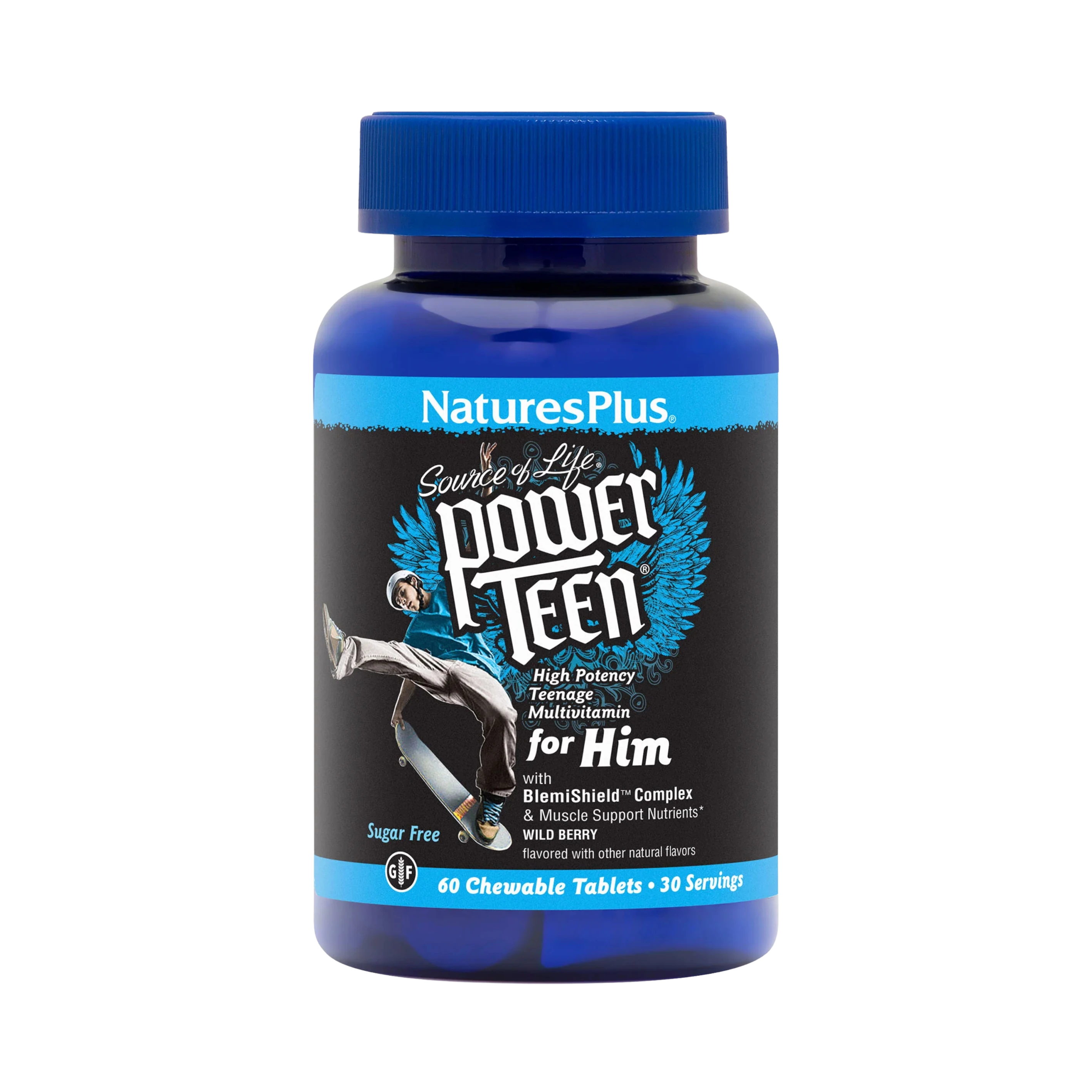 NaturesPlus, Source of Life, Power Teen for Him, Sugar Free, Wild Berry, 60 Chewable Tablets