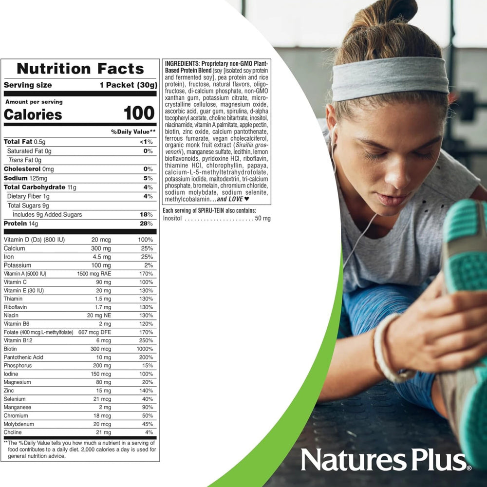 NaturesPlus, Spiru-Tein, High Protein Energy Meal, Vanilla, 8 Packets, 1.2 Oz