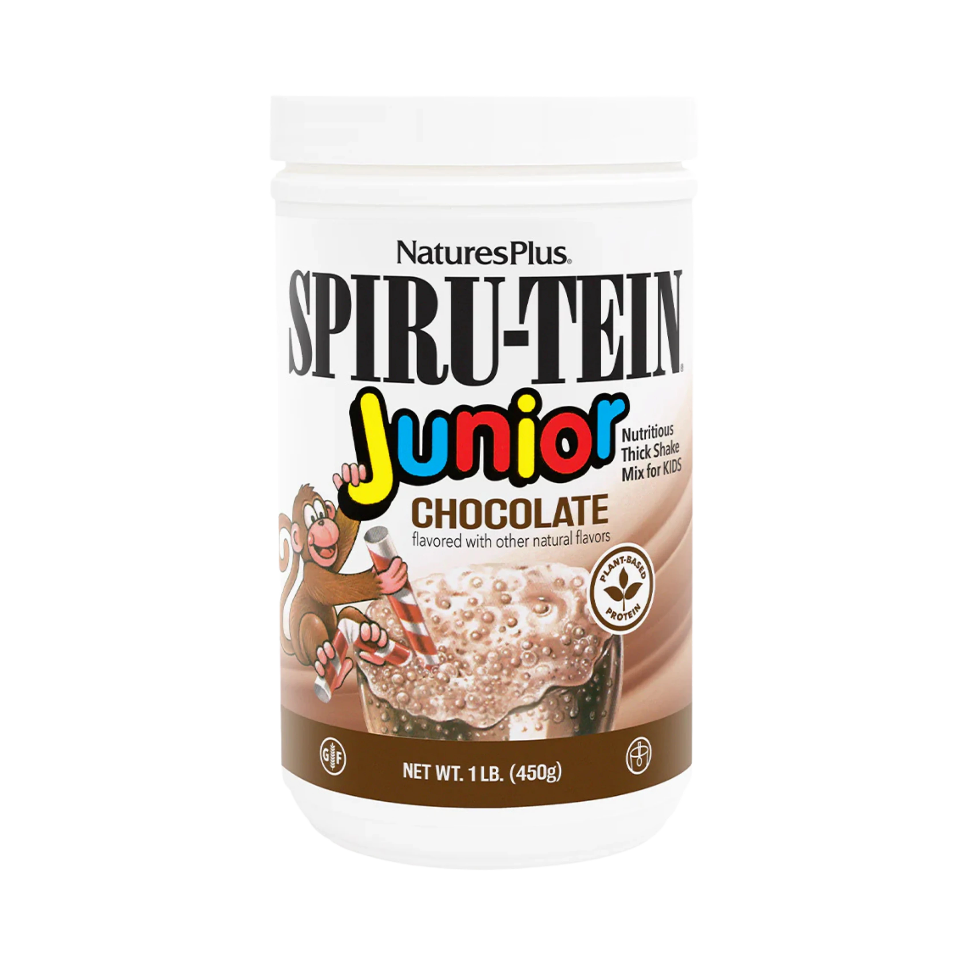 NaturesPlus, Spiru-Tein Junior, Nutritious Thick Shake Mix For Kids, Chocolate, 1 Lb