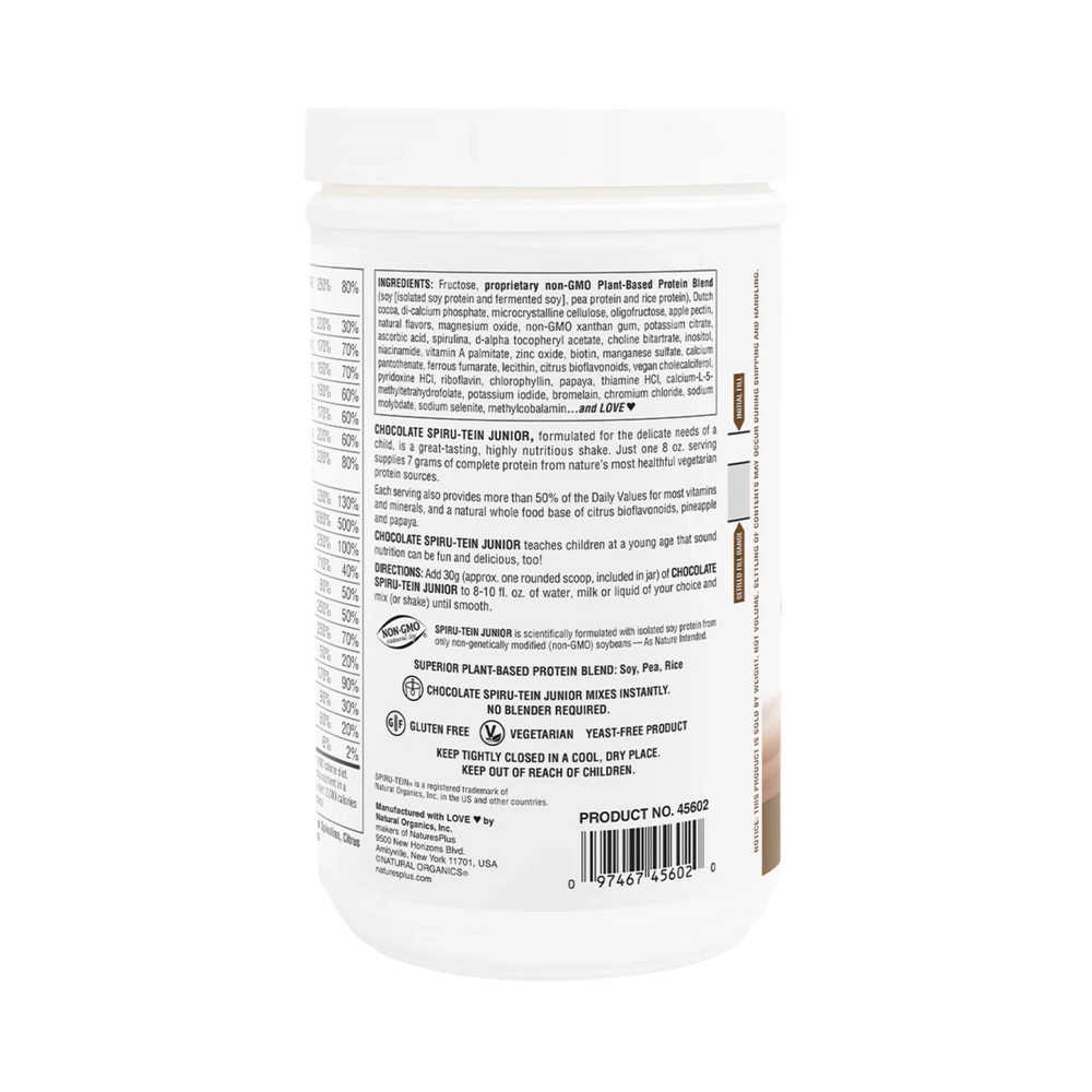 NaturesPlus, Spiru-Tein Junior, Nutritious Thick Shake Mix For Kids, Chocolate, 1 Lb
