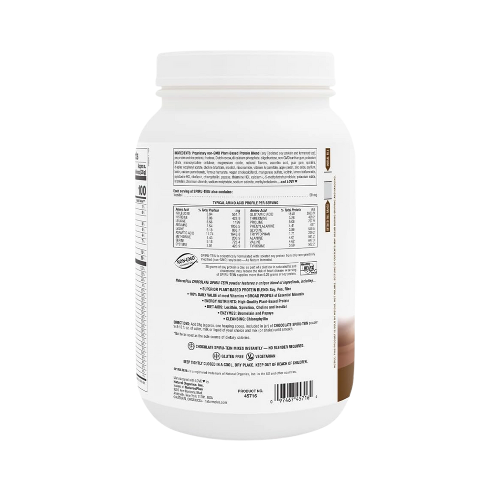 NaturesPlus, Spiru-Tein, Protein Powder Meal, Chocolate, 3.7 Lbs