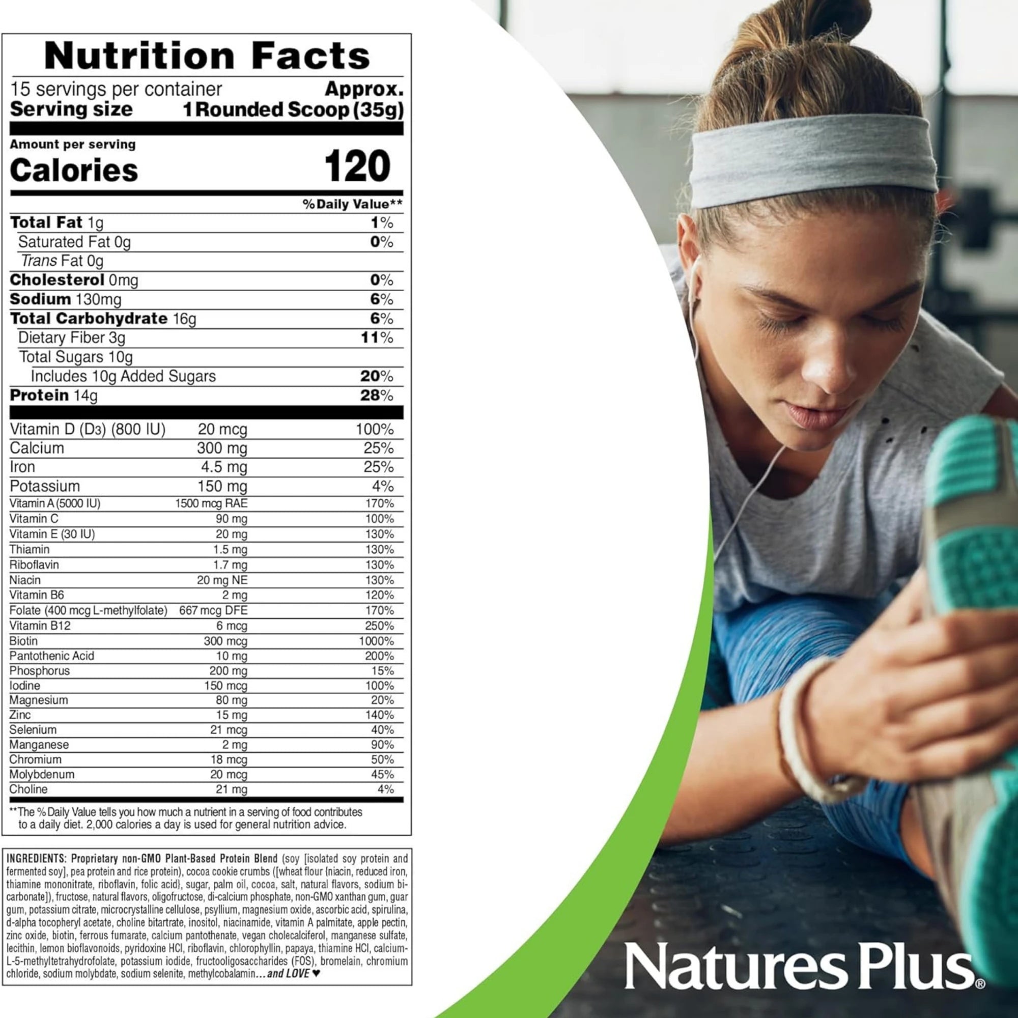 NaturesPlus, Spiru-Tein, Protein Powder Meal, Cookies & Cream, 1.15 Lbs
