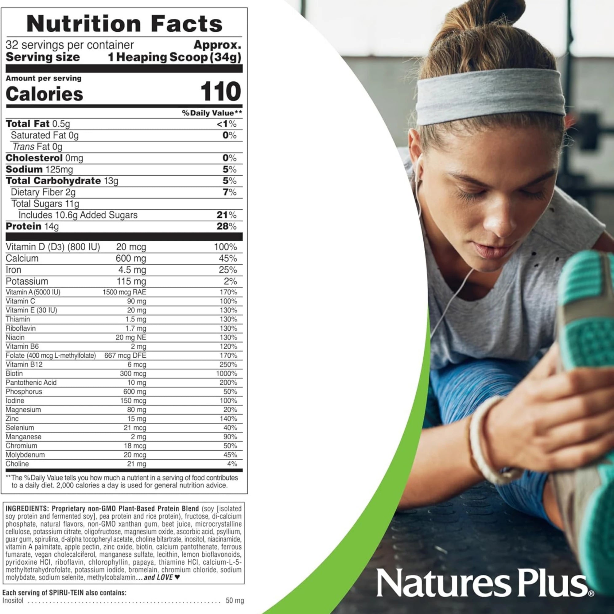 NaturesPlus, Spiru-Tein, Protein Powder Meal, Starwberry, 2.4 Lbs