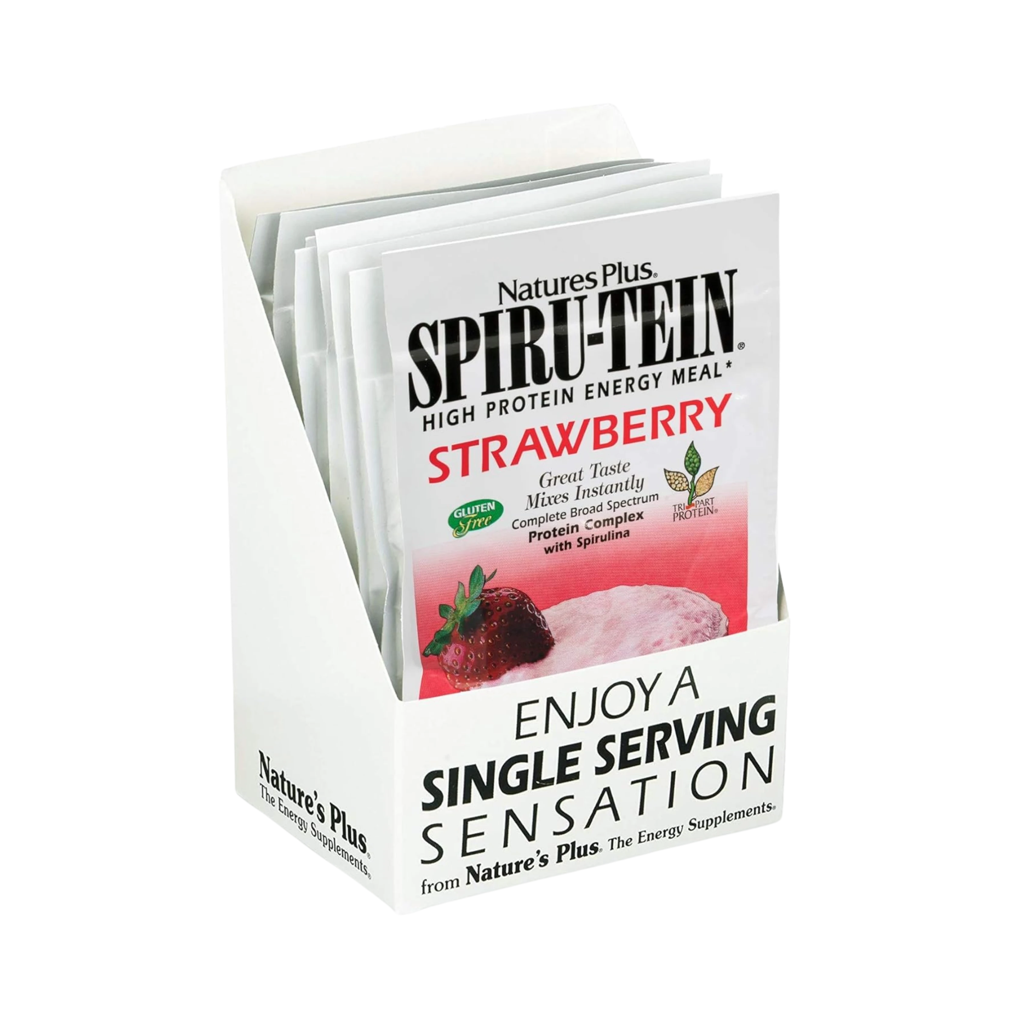 NaturesPlus, SPIRU-TEIN Protein Powder Meal, Strawberry, 8 Packets