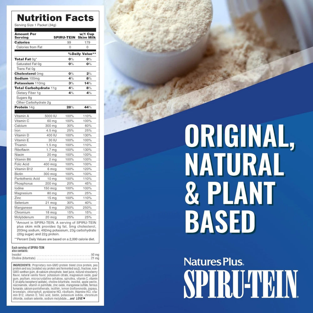 NaturesPlus, SPIRU-TEIN Protein Powder Meal, Strawberry, 8 Packets