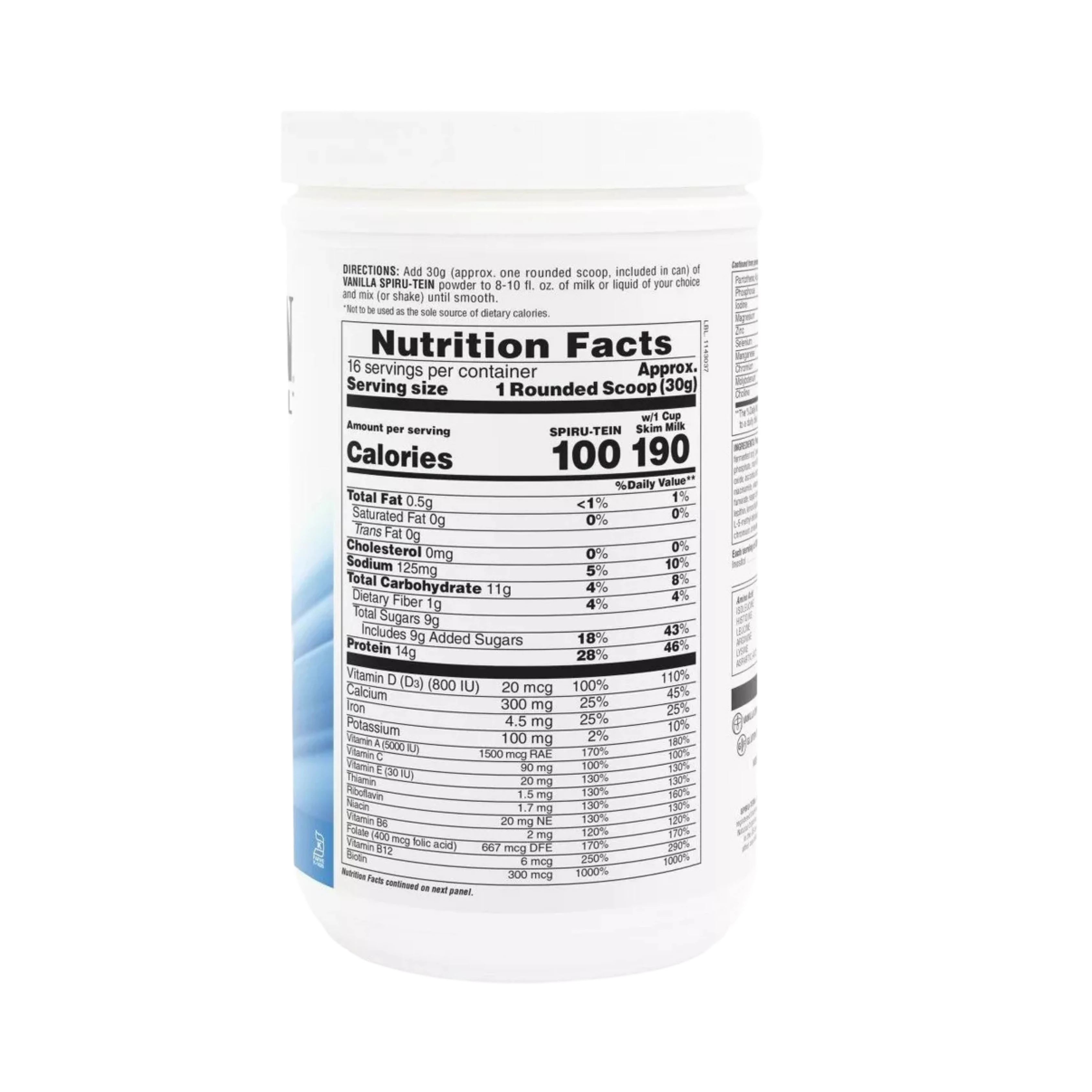 NaturesPlus, Spiru-Tein, Protein Powder Meal, Vanilla, 1.06 Lbs