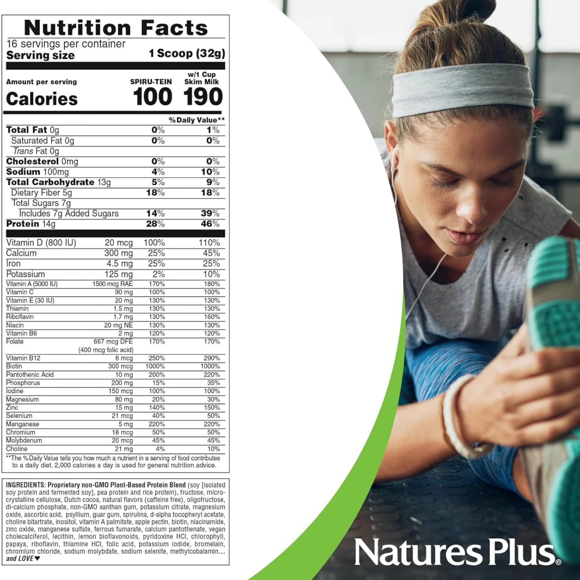 NaturesPlus, SPIRU-TEIN Shake, Cappuccino Flavor, 1.1 Lbs