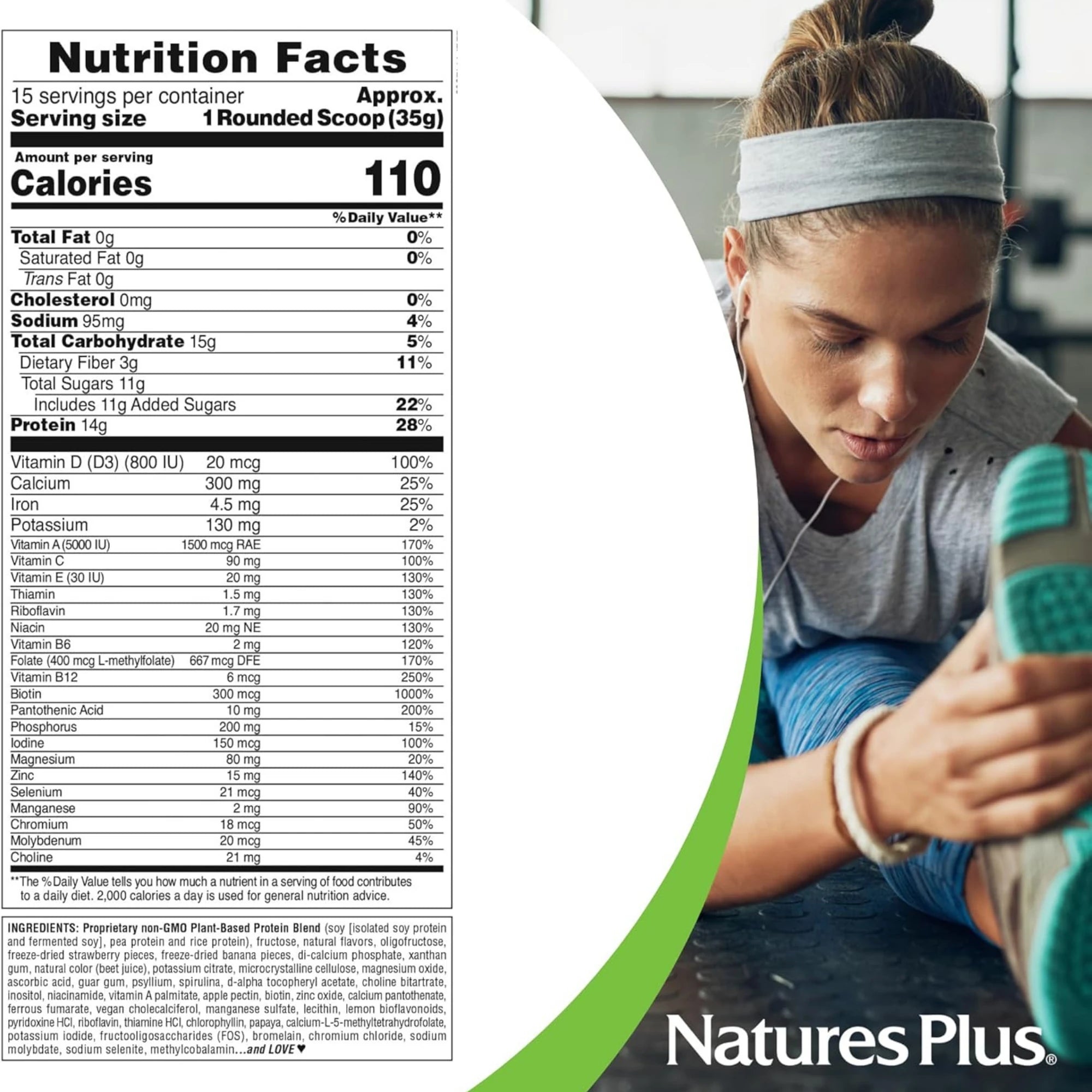 NaturesPlus, Spiru-tein (Spirutein) Strawberry Banana, 1.1 Lbs Powder