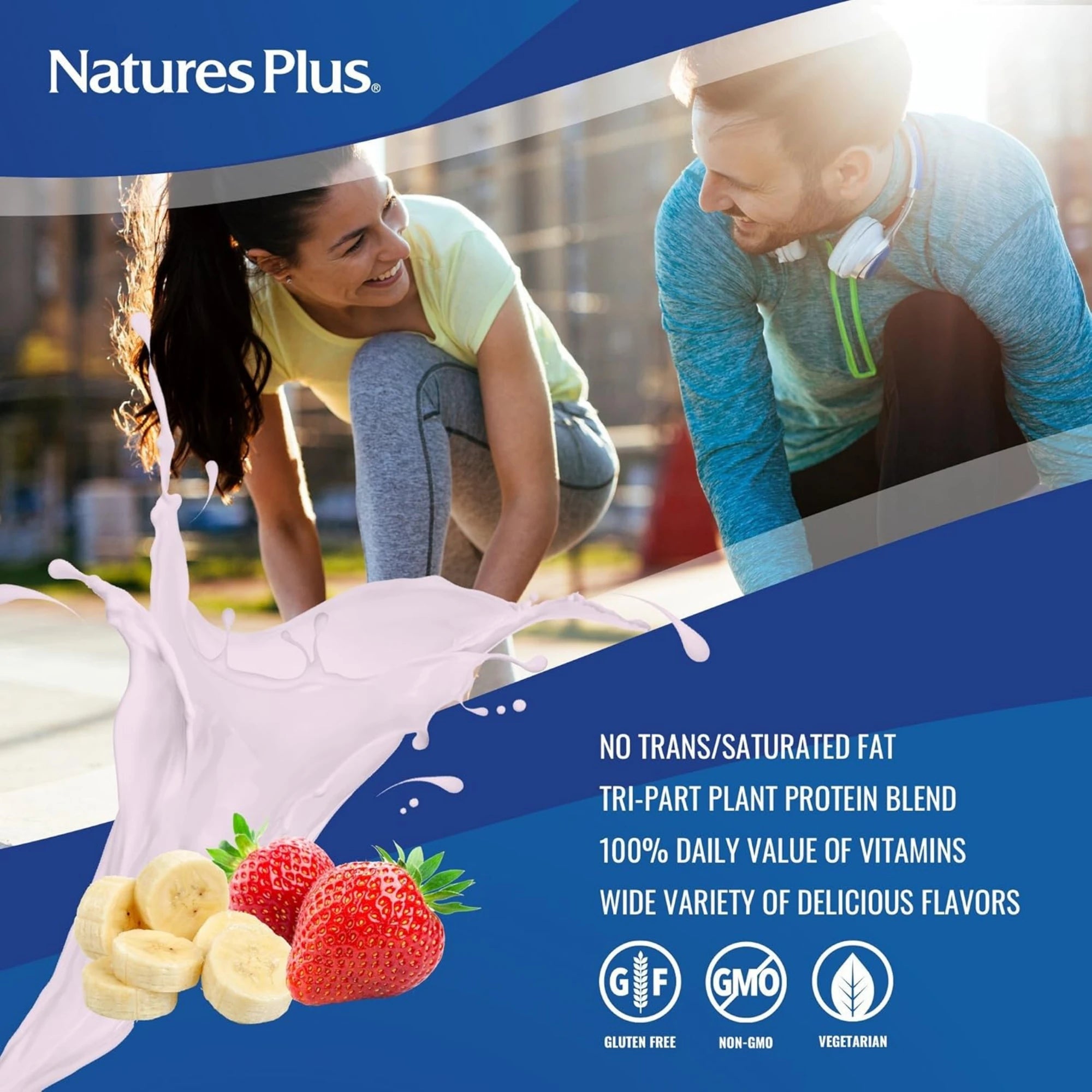 NaturesPlus, Spiru-tein (Spirutein) Strawberry Banana, 1.1 Lbs Powder