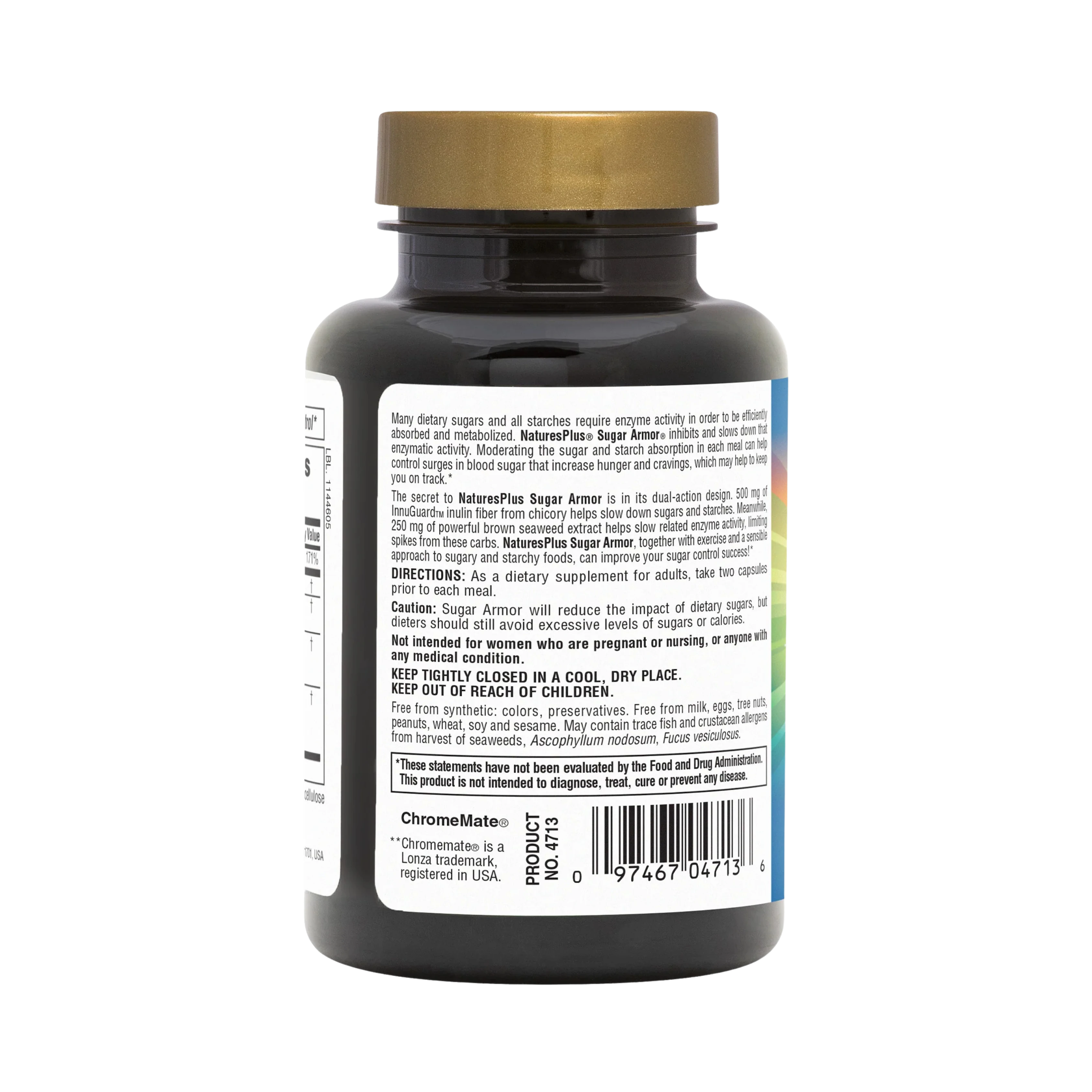 NaturesPlus, Sugar Armor, Sugar Control Support, 60 Vegetarian Capsules