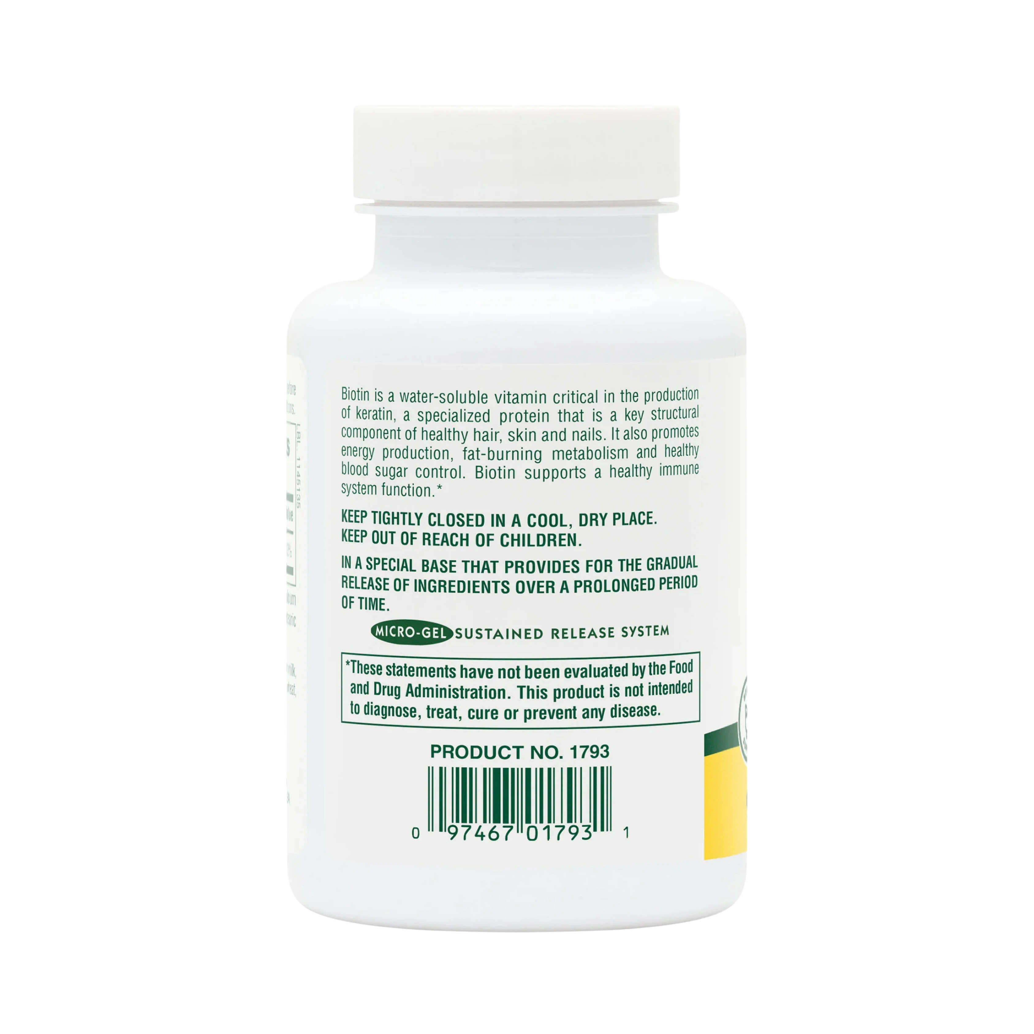 NaturesPlus, Sustained Release Biotin, 10000 Mcg, 90 Tablets