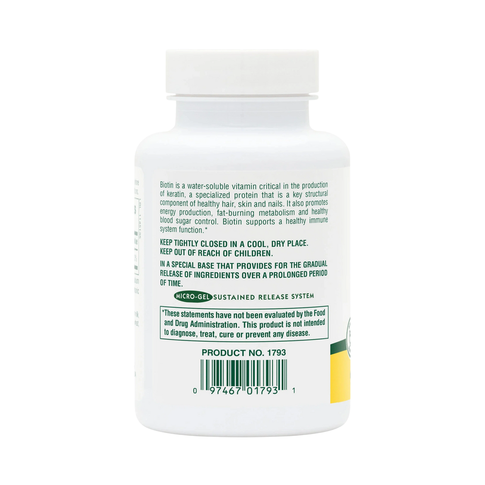 NaturesPlus, Sustained Release Biotin, 10000 Mcg, 90 Tablets
