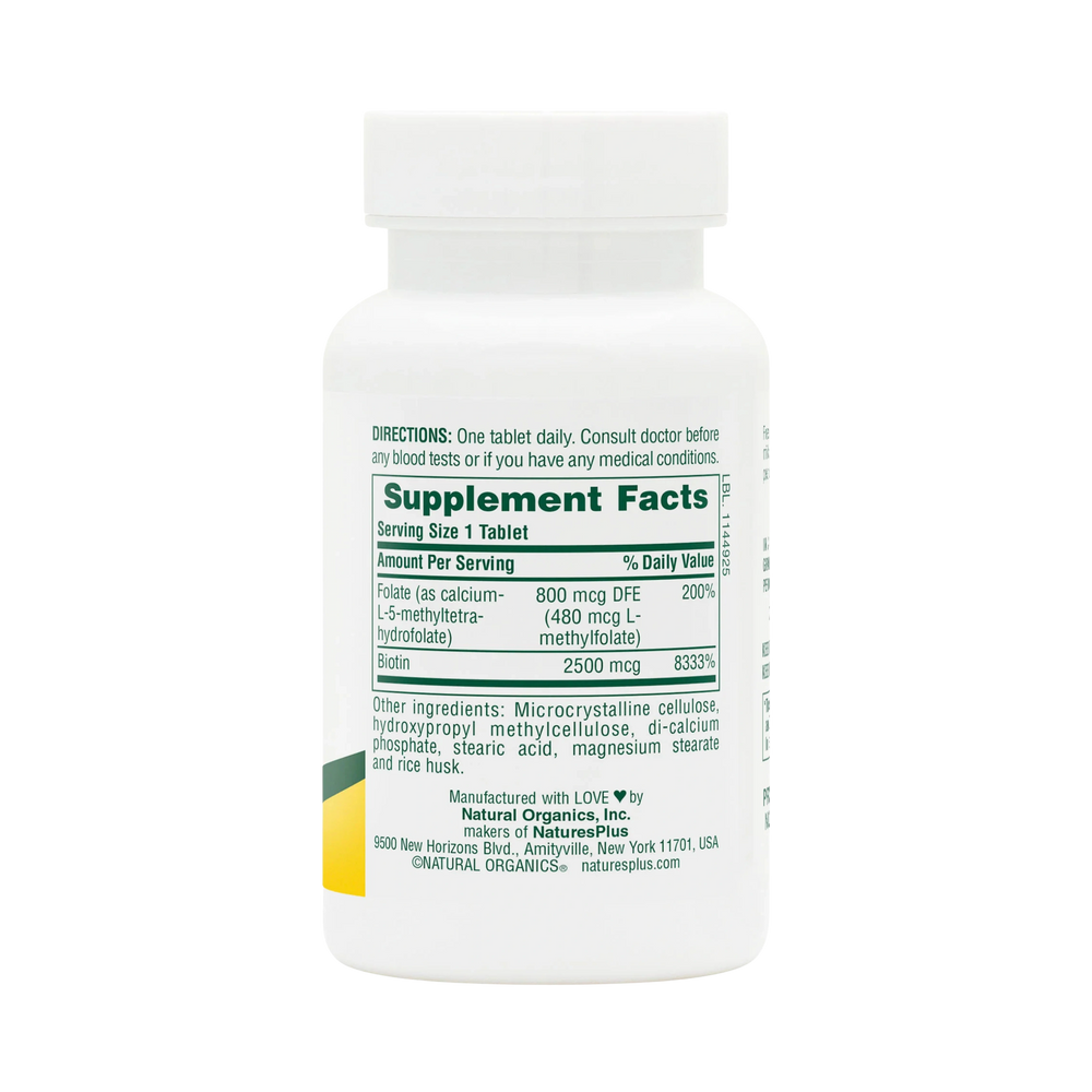 NaturesPlus, Sustained Release Biotin & Folate, 30 Tablets