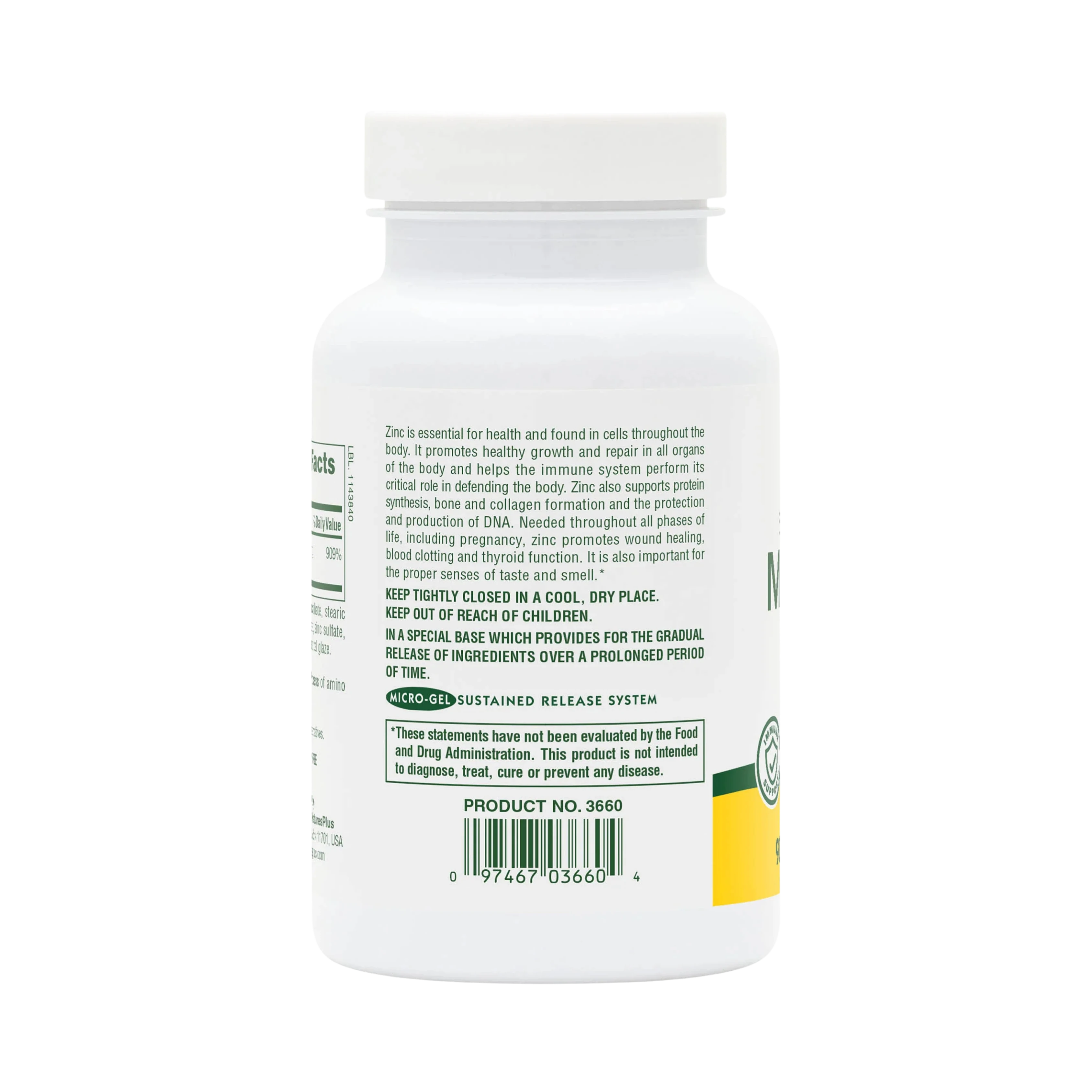 NaturesPlus, Sustained Release Mega Zinc, 100 Mg, 90 Tablets