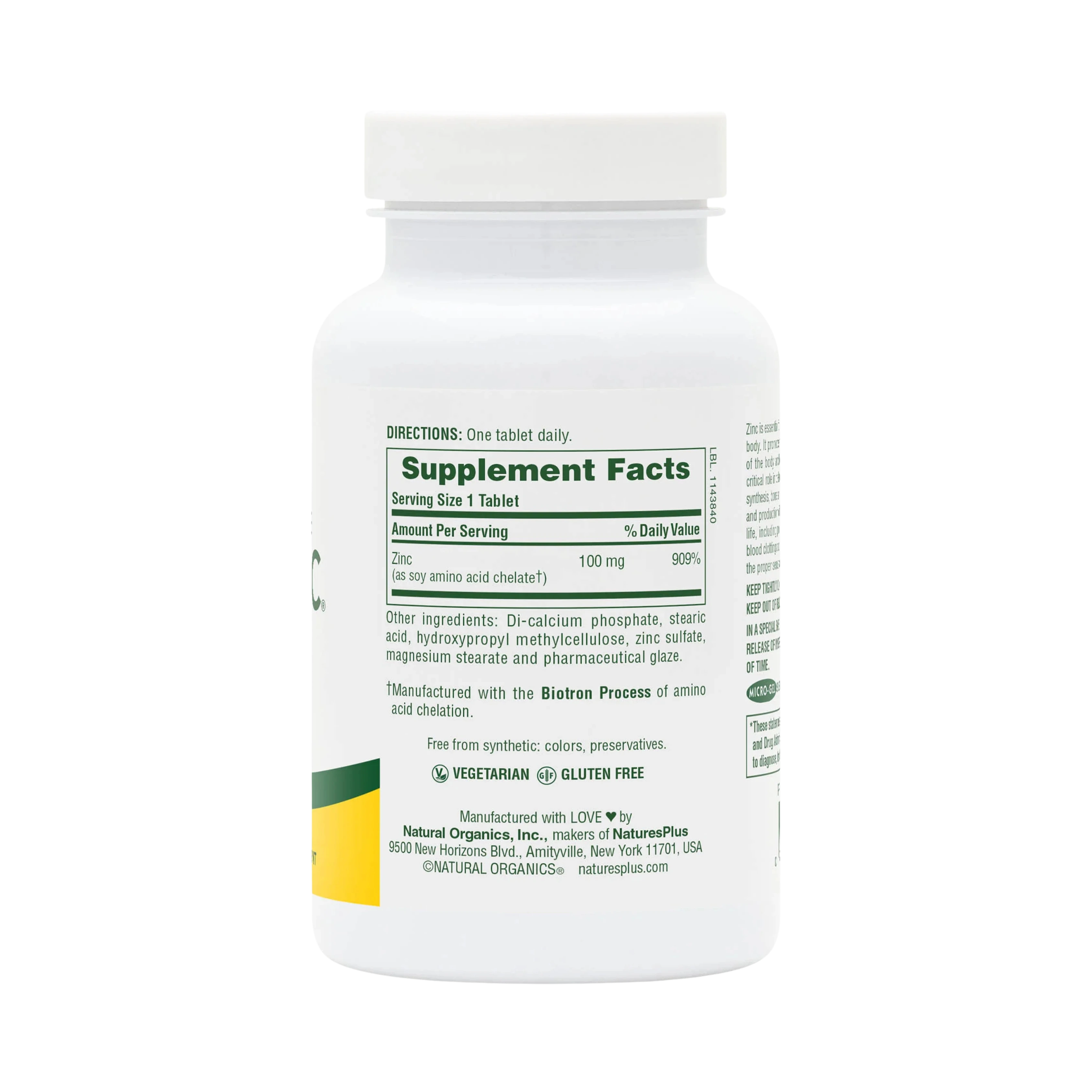 NaturesPlus, Sustained Release Mega Zinc, 100 Mg, 90 Tablets