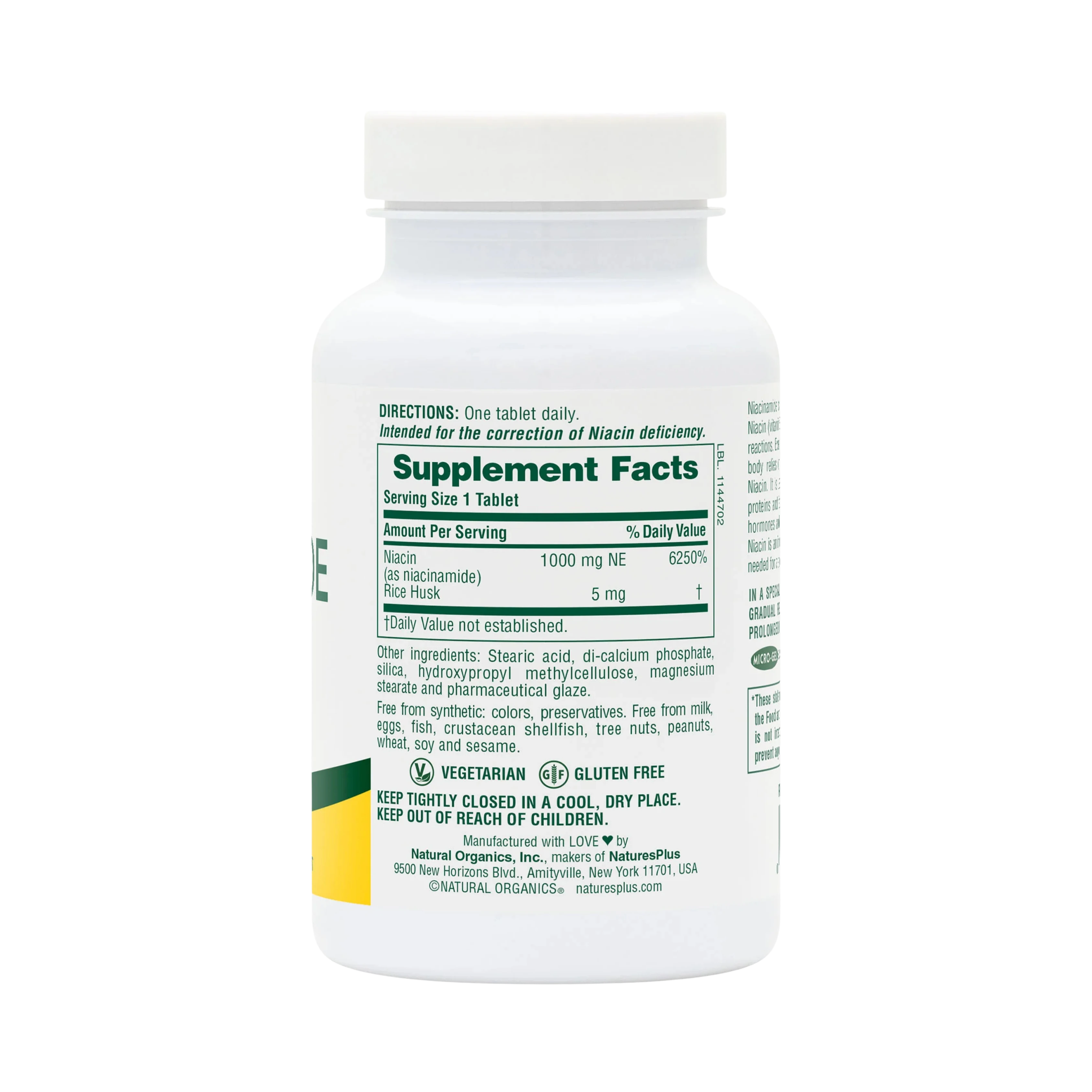 NaturesPlus, Sustained Release Niacinamide, 1,000 Mg, 90 Tablets