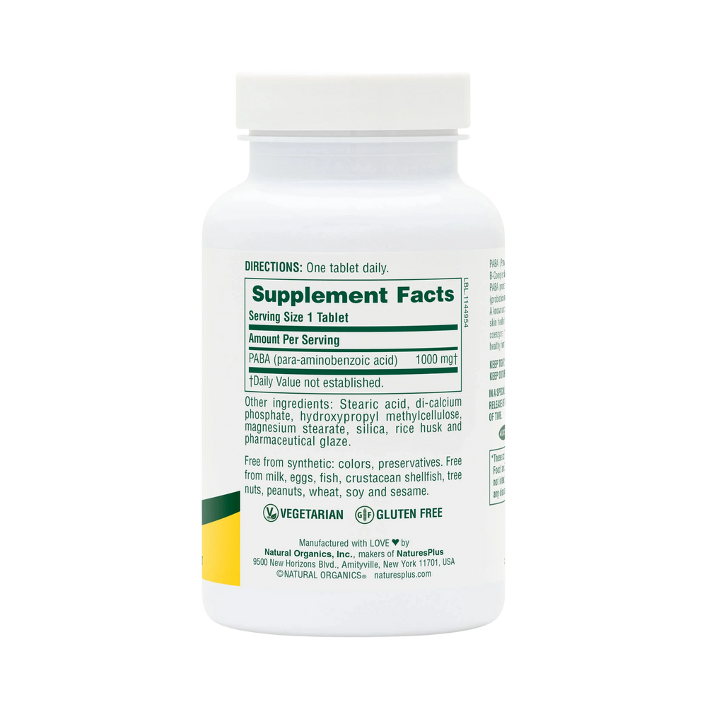NaturesPlus, Sustained Release PABA, 1,000 Mg, 60 Tablets