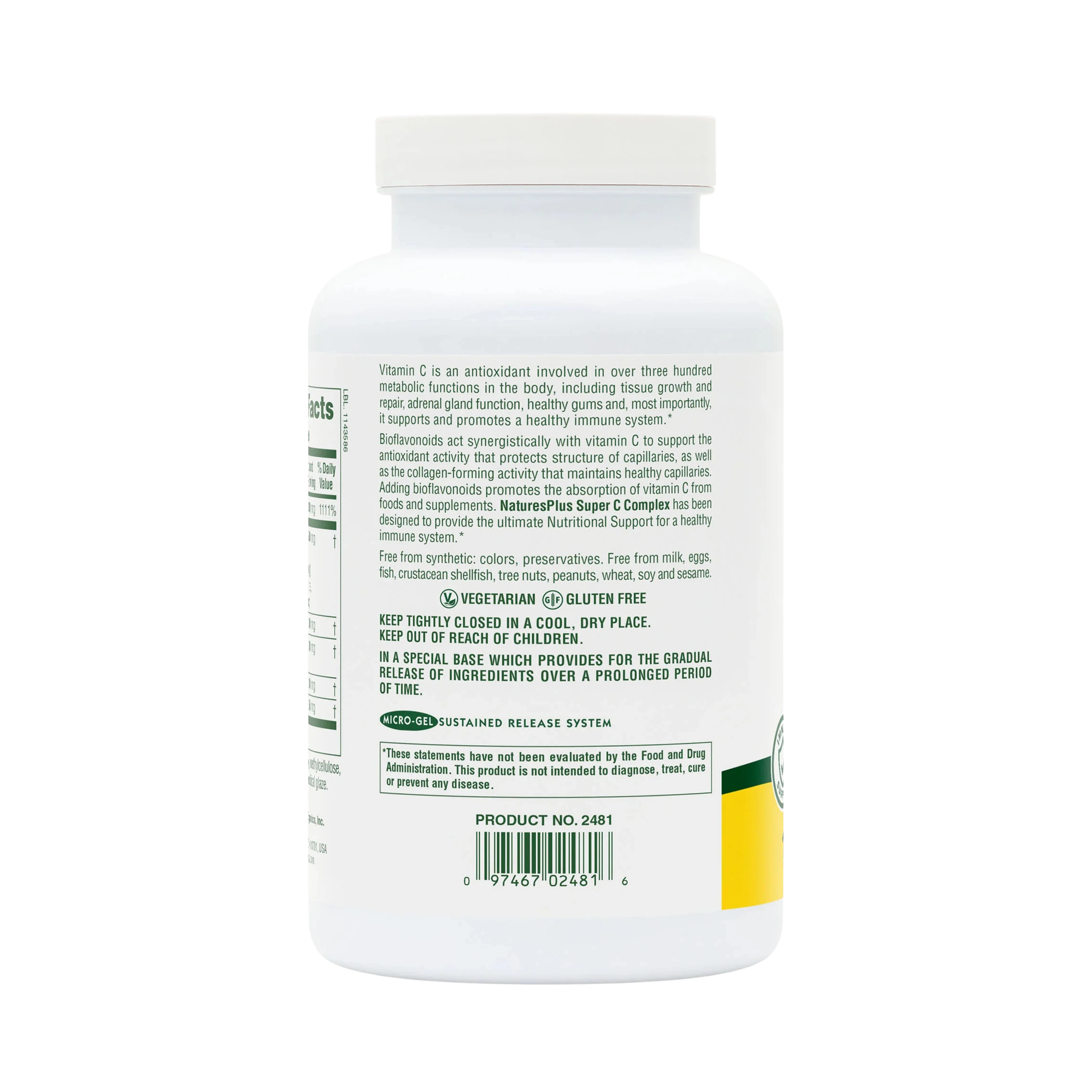NaturesPlus, Sustained Release Super C Complex, 180 Tablets