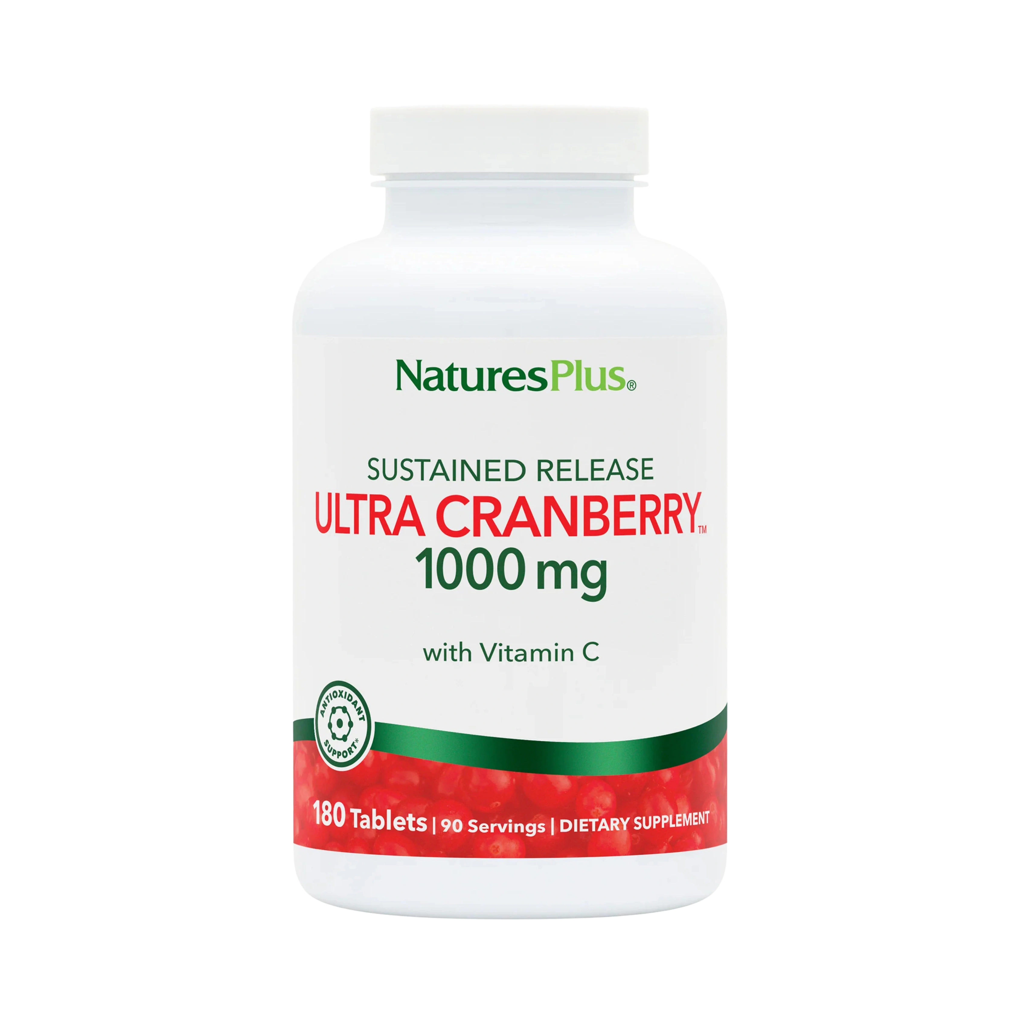 NaturesPlus, Sustained Release Ultra Cranberry, 1000 Mg, 180 Tablets