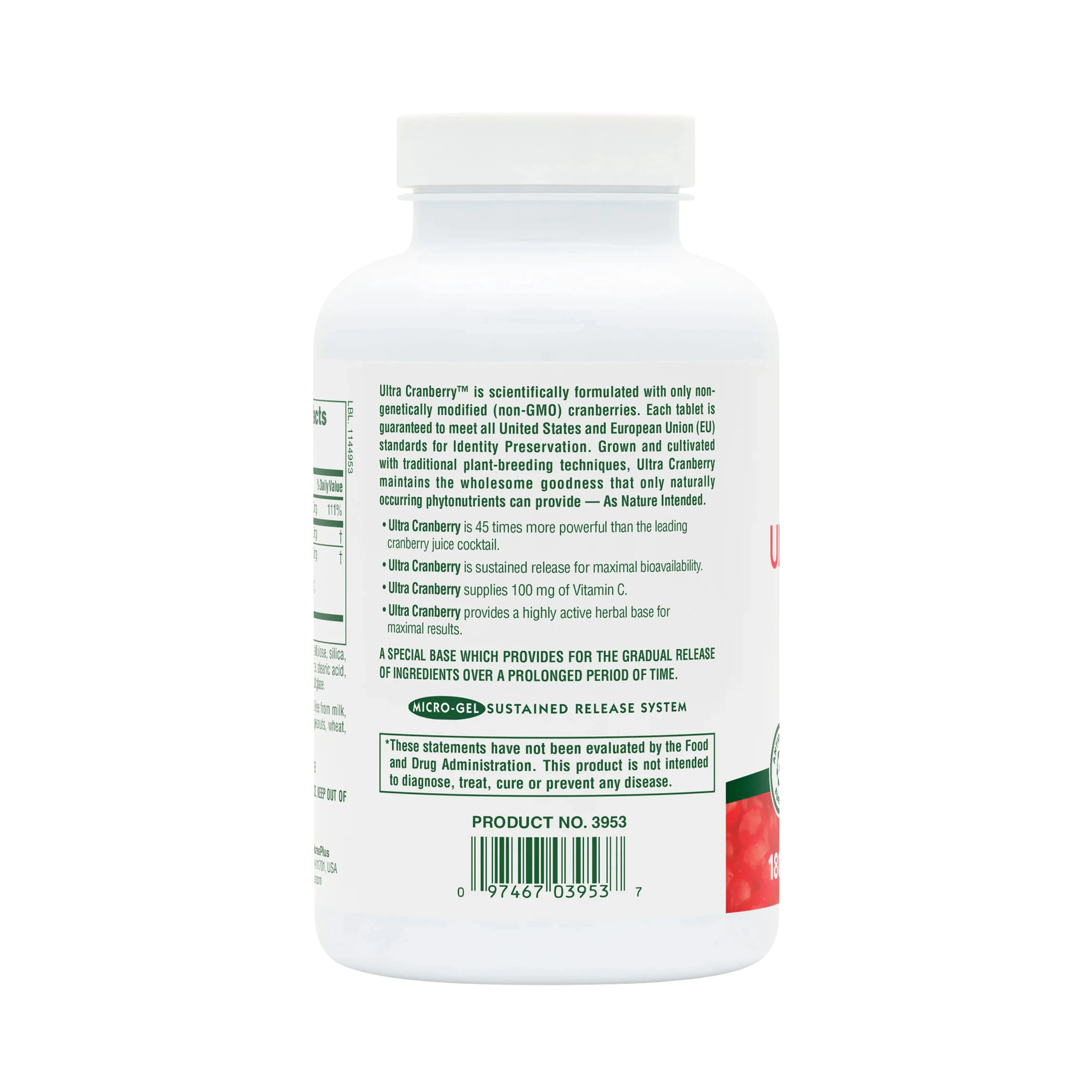 NaturesPlus, Sustained Release Ultra Cranberry, 1000 Mg, 180 Tablets