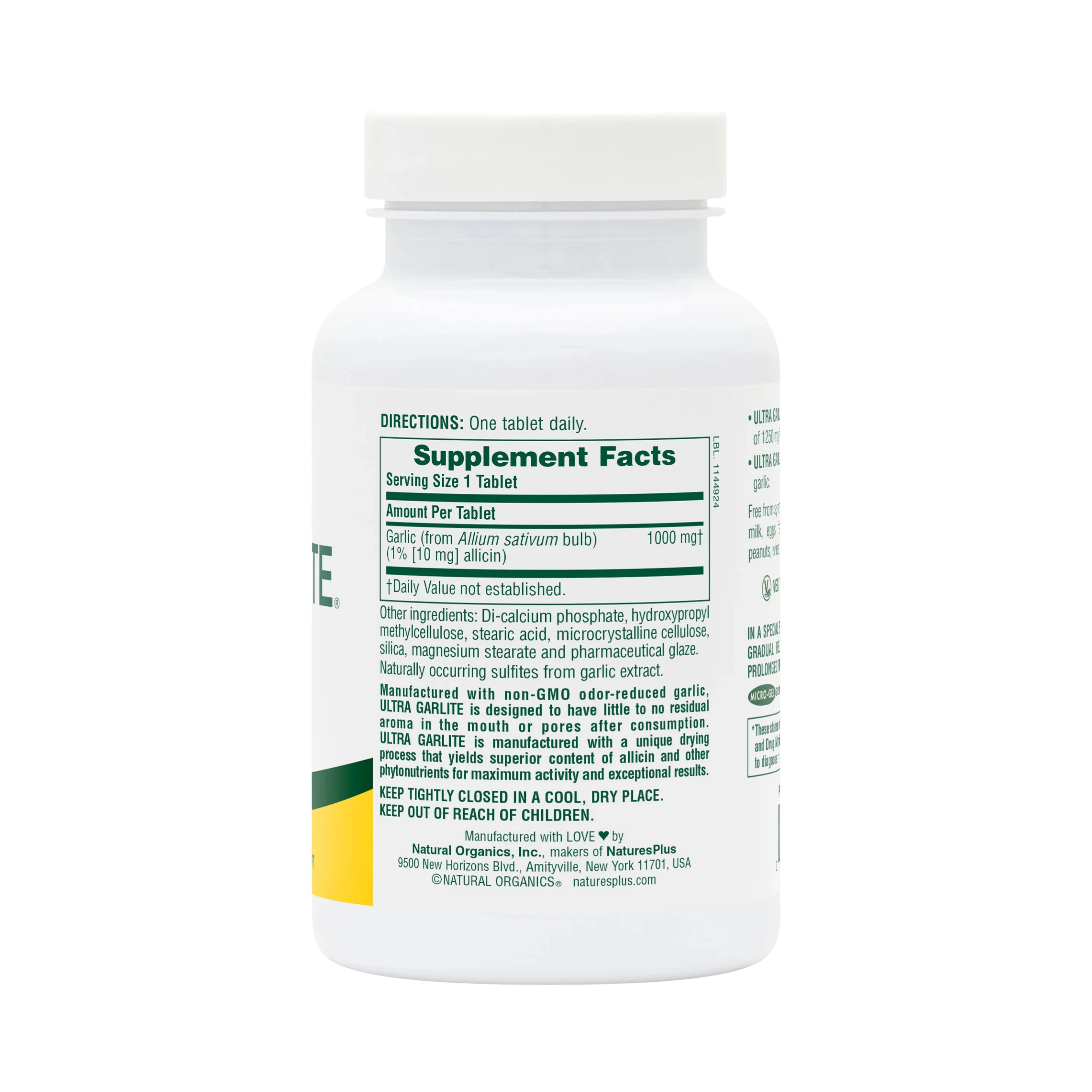 NaturesPlus, Sustained Release Ultra Garlite, 1000 Mg, 90 Tablets