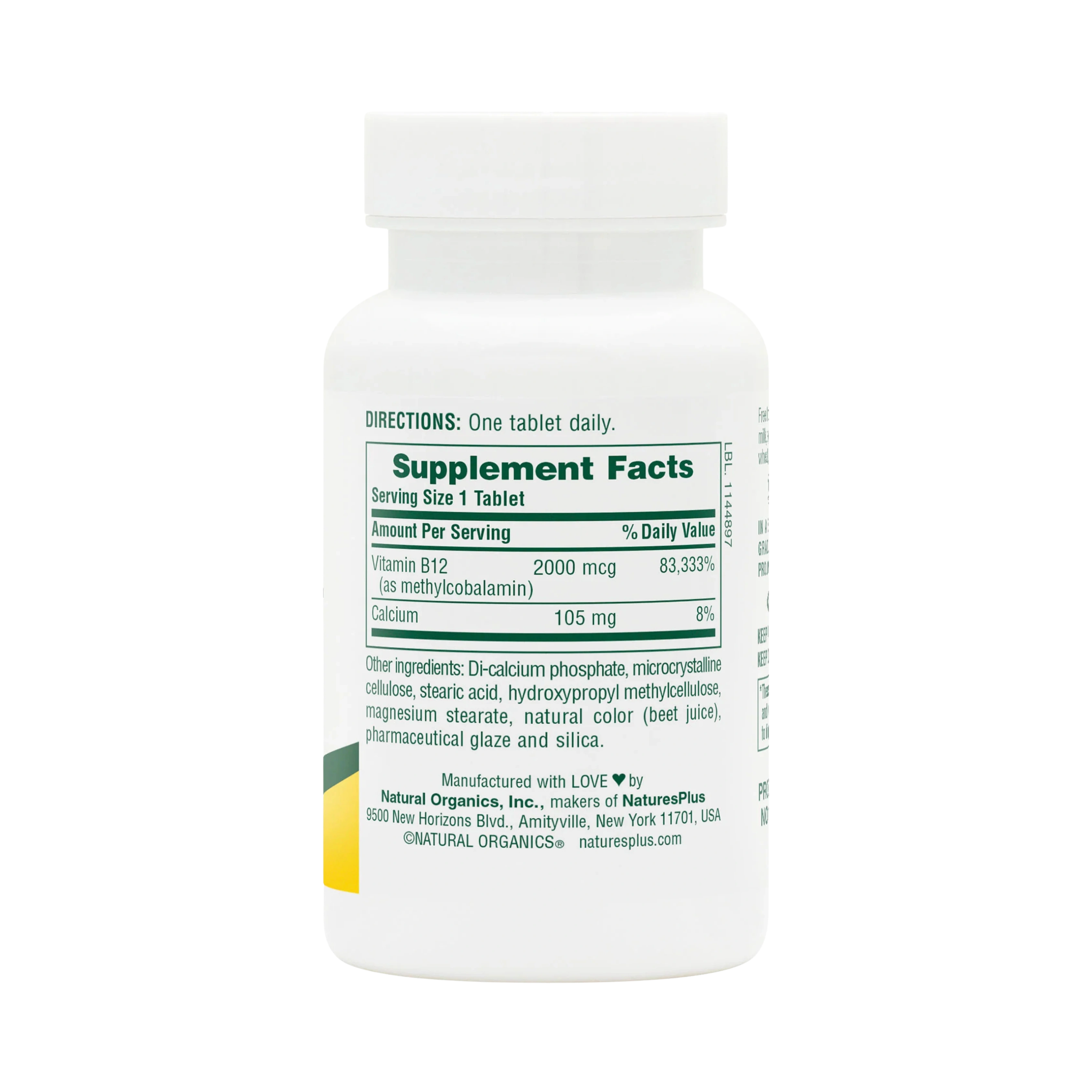 NaturesPlus, Sustained Release Vitamin B12, 2,000 Mcg, 60 Tablets