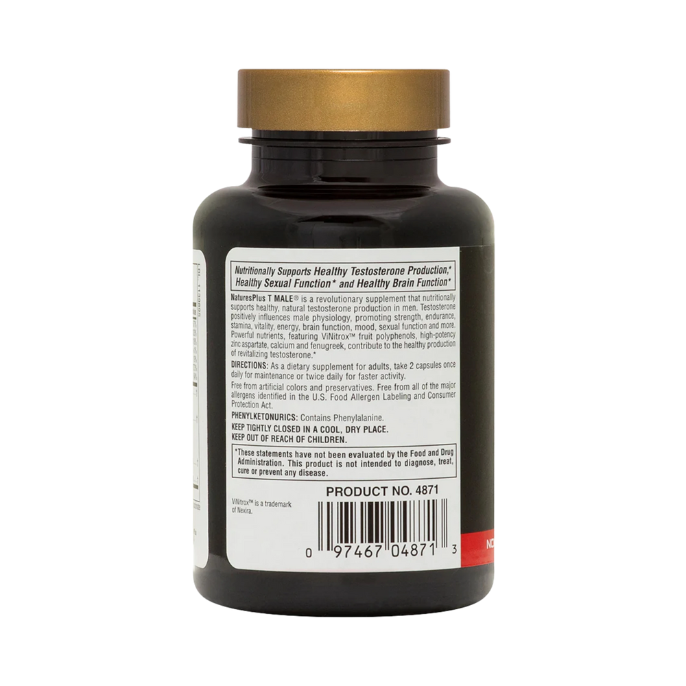 NaturesPlus, T Male, Testosterone Boost For Men, 60 Vegetarian Capsules